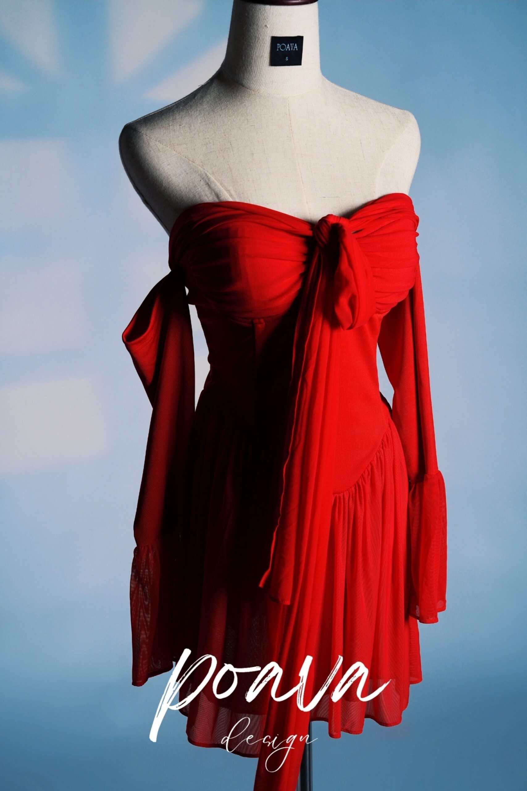 SCARLET OFF-SHOULDER MIDI DRESS FOR PARTIES
