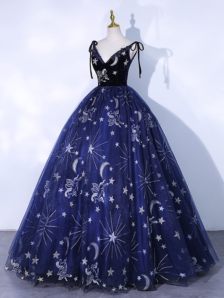 BLUE LACE MAXI DRESS FOR EVENING PARTY