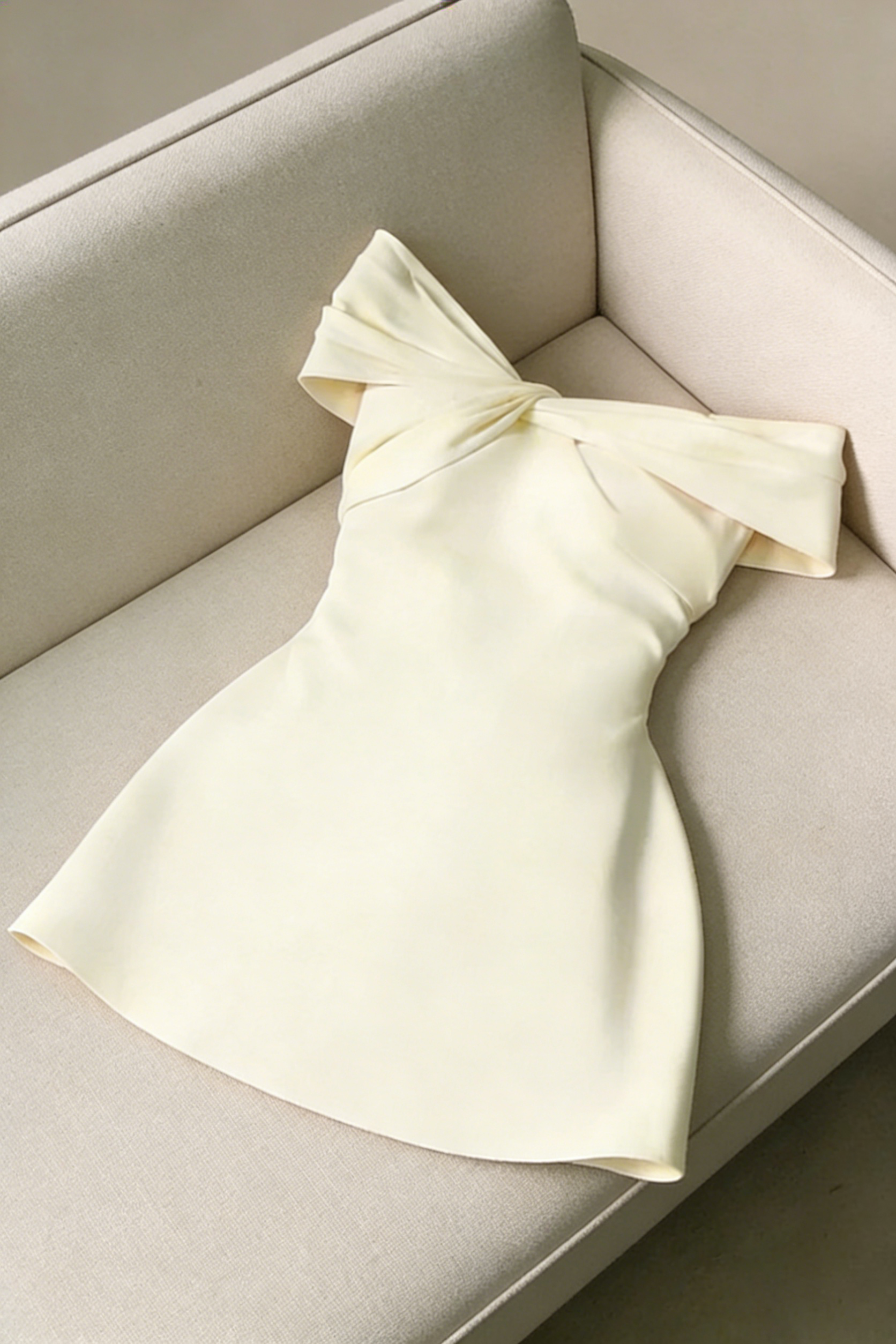OFF-SHOULDER TWISTED FRONT MINI DRESS FOR PARTY
