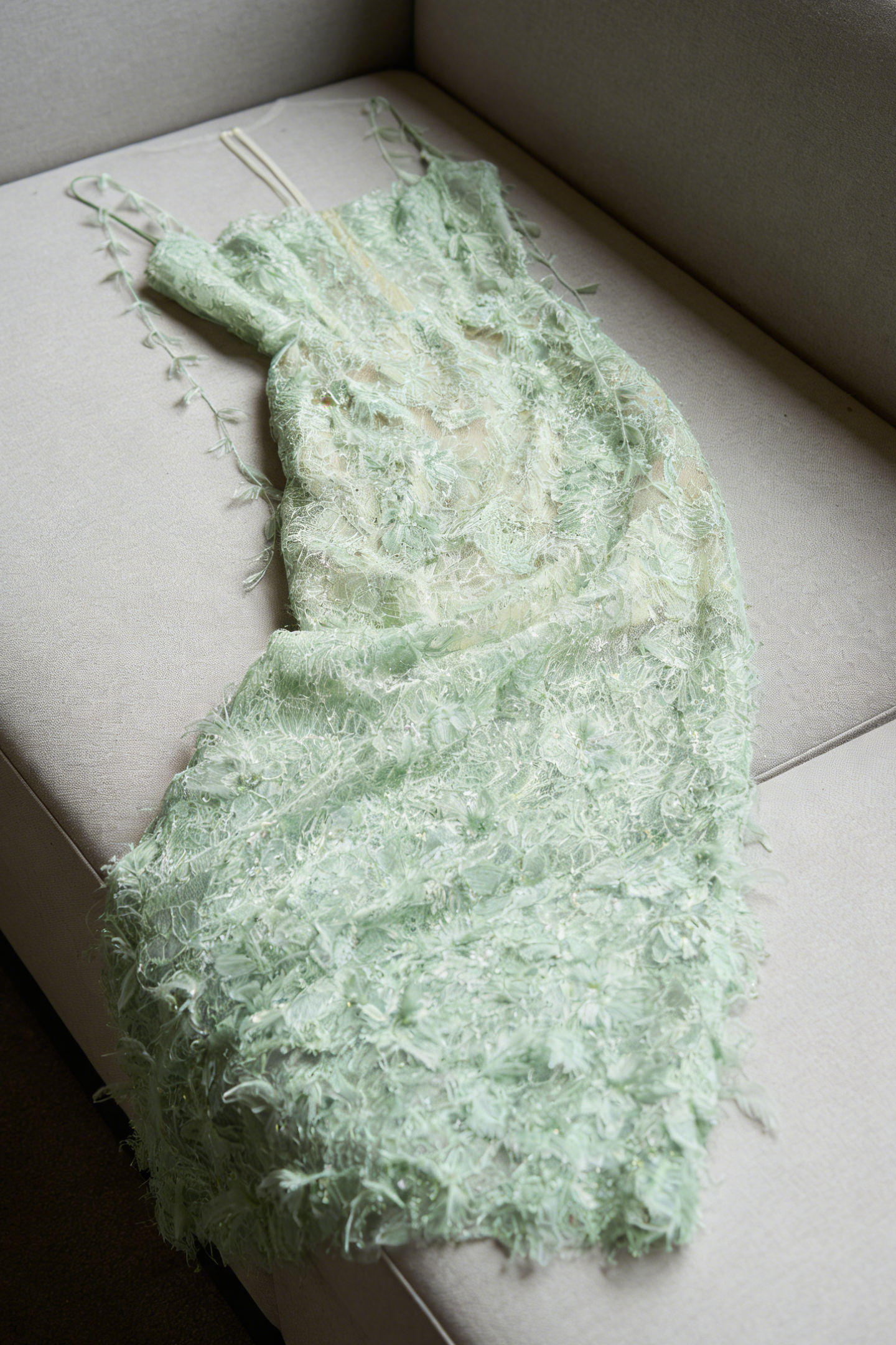 MINT BEADED LACE PENCIL COCKTAIL DRESS