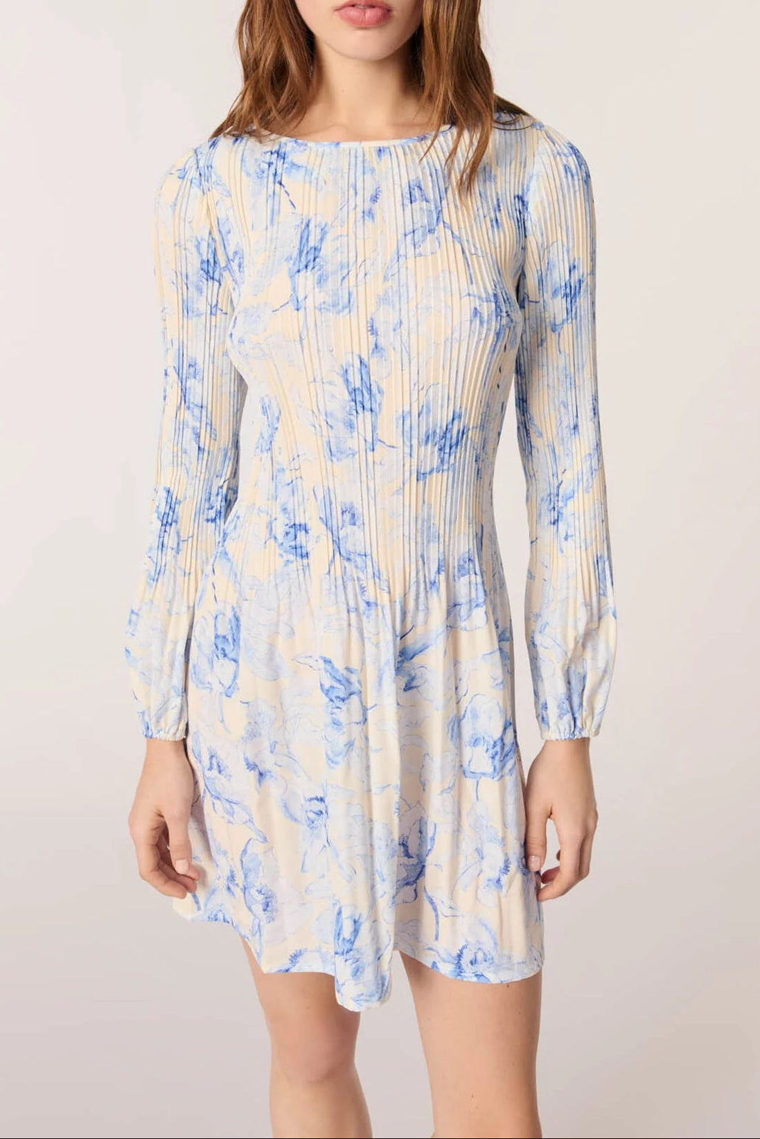 JOSEPHINE BLUE PLEATED MINI DRESS FOR WEDDING GUEST