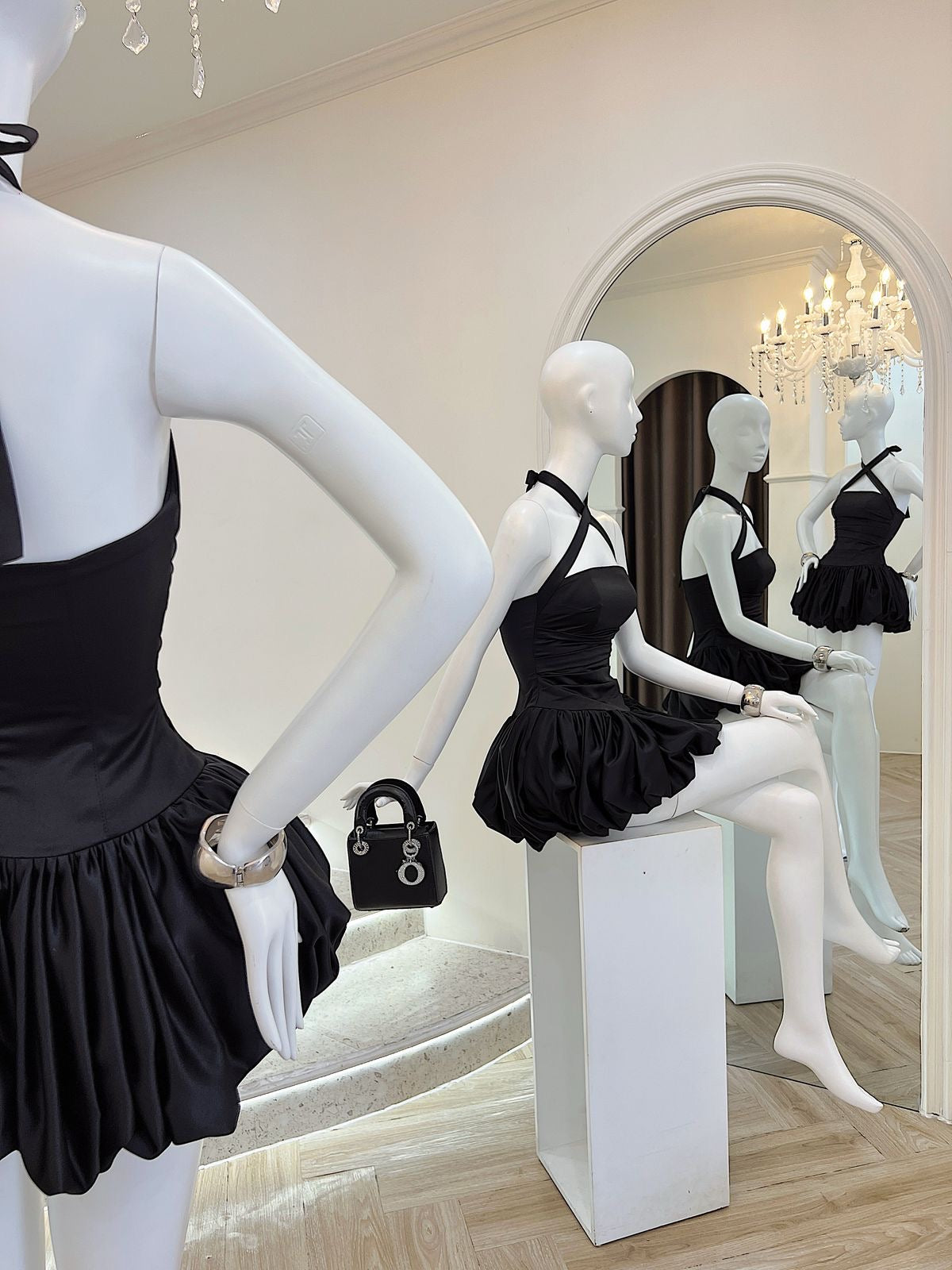 ROSETTA HALTER BUBBLE MINI PARTY DRESS