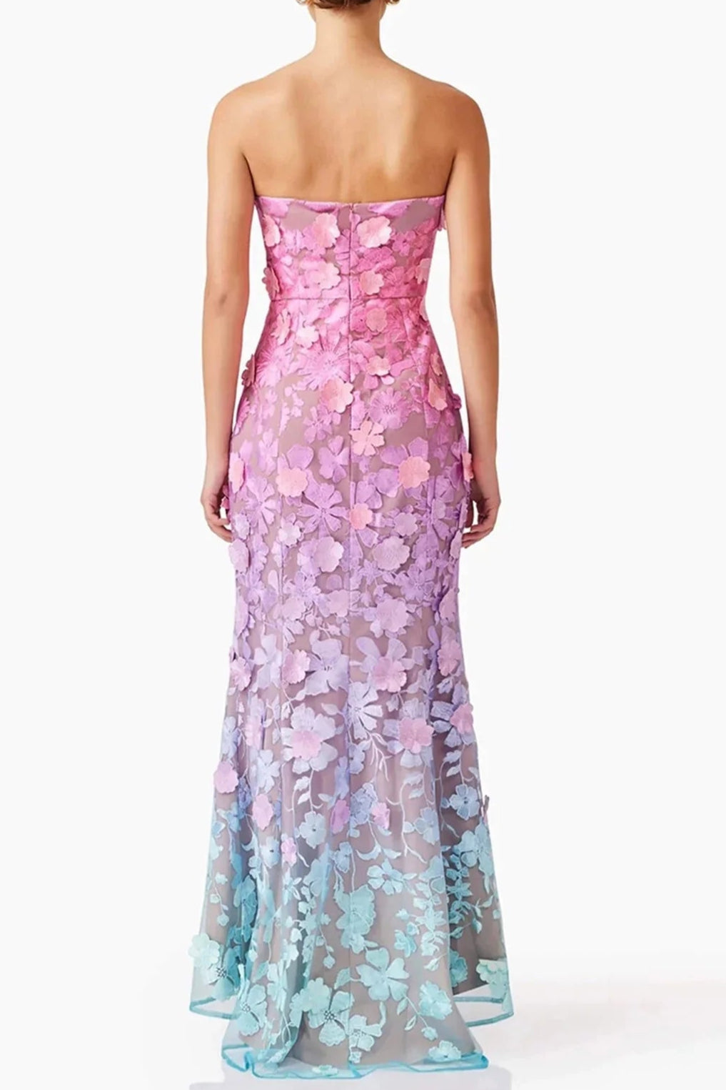 OFF-SHOULDER SLEEVELESS GRADIENT COCKTAIL DRESS