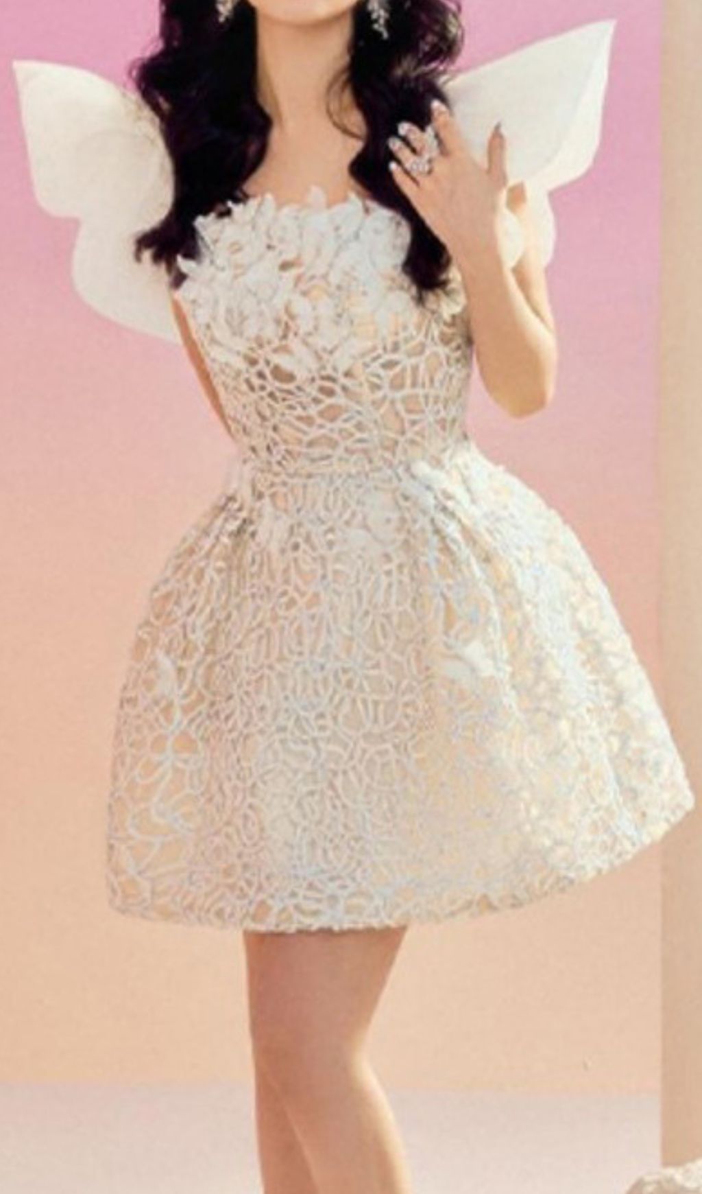 WHITE RUFFLE LACE MINI DRESS FOR WEDDING GUEST