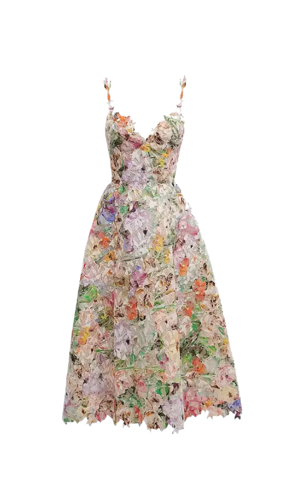 COLORFUL HOLLOW LACE MIDI DRESS FOR PARTY