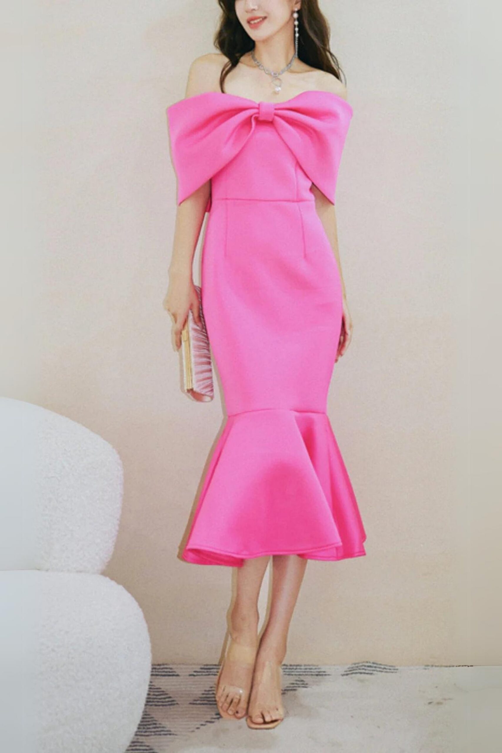 4_0ff40a5f-2164-41dd-b69b-d05556e6ed17 PINK ONE-SHOULDER MIDI DRESS WITH BOW