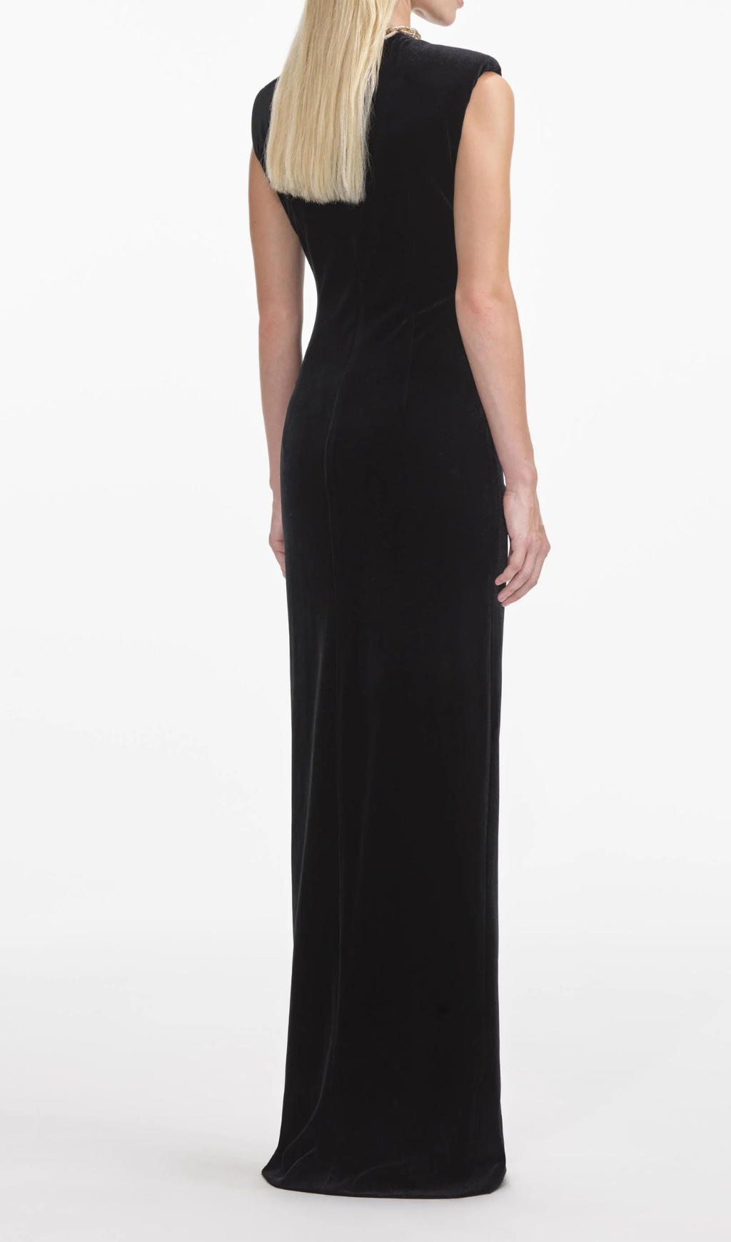 VELVET CRYSTAL MAXI DRESS BLACK FORMAL