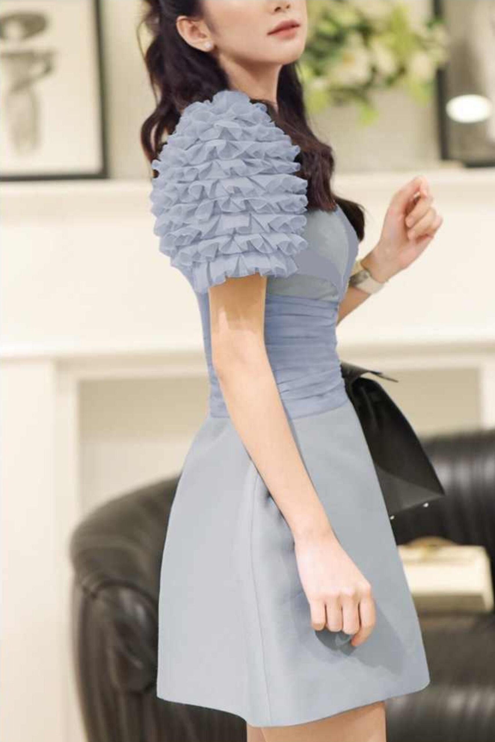 EMBELLISHED PUFF SLEEVE MINI DRESS FOR PARTY