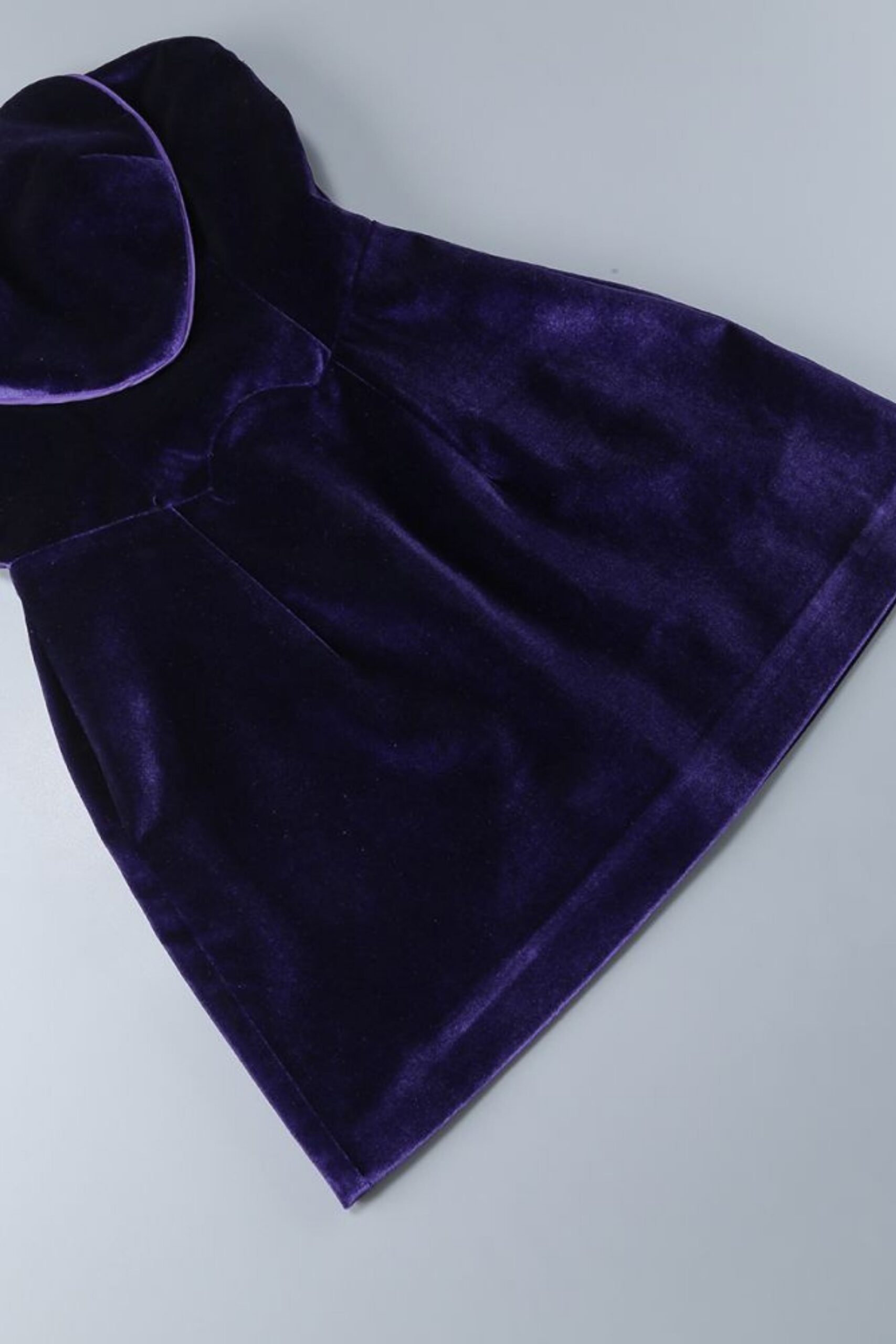 VELVET STRAPLESS PURPLE MINI DRESS FOR PARTY