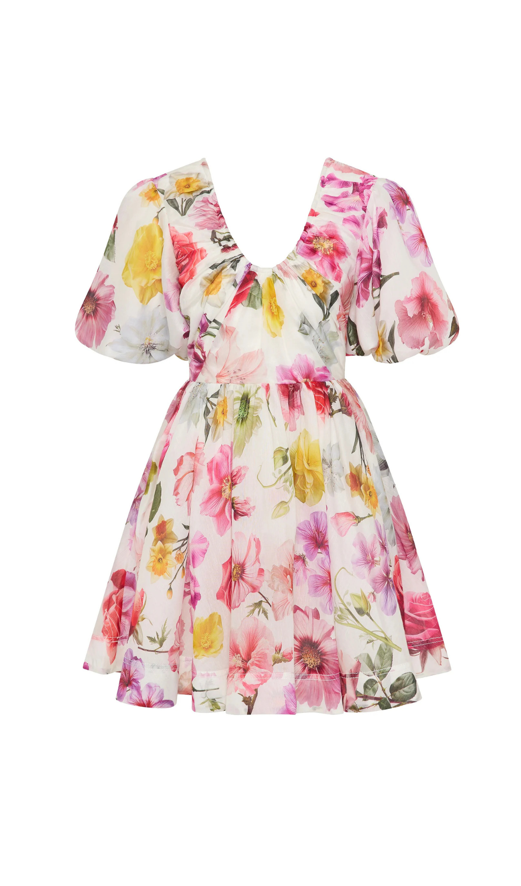 VANESSA PUFF SLEEVE FLEUR MINI DRESS, FLORAL PARTY