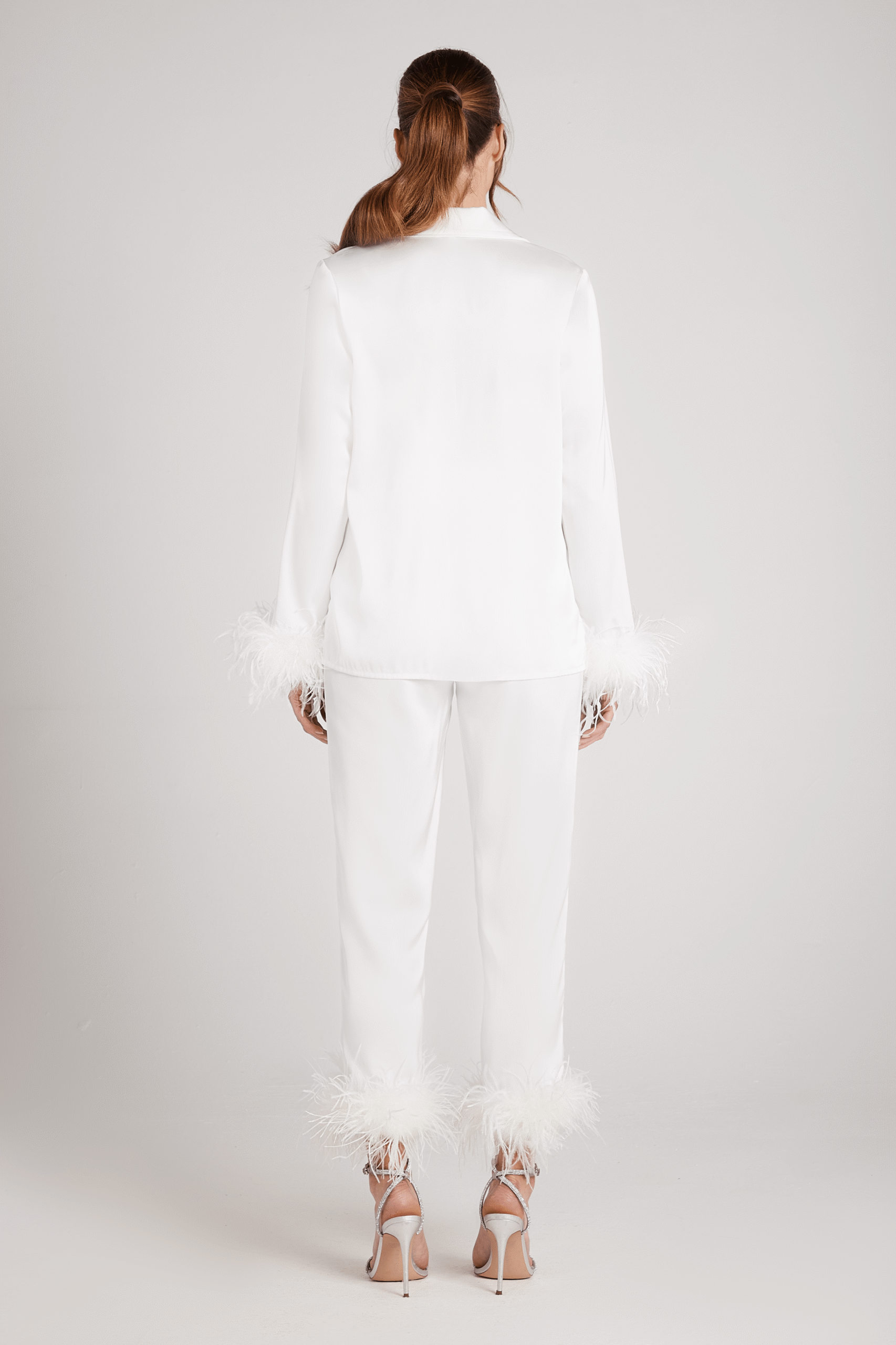 DARCIE WHITE SATIN PAJAMAS FOR SLEEPWEAR
