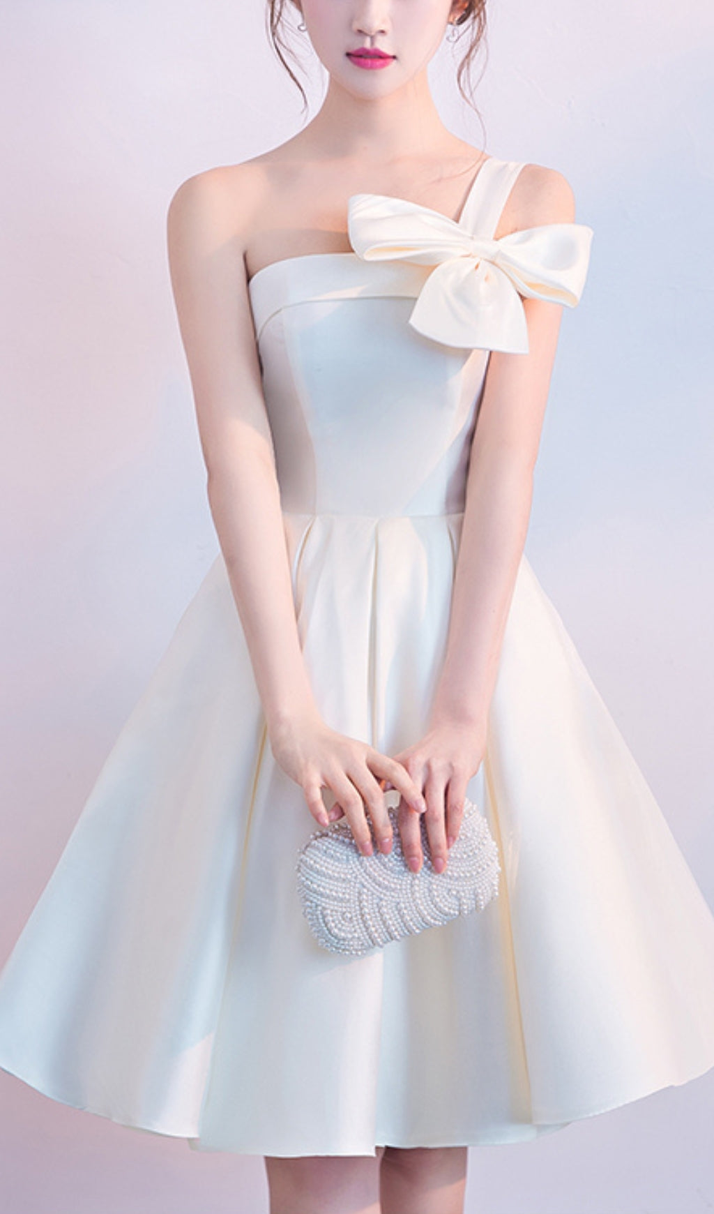 STRAPLESS BOW MINI DRESS WHITE COCKTAIL PARTY