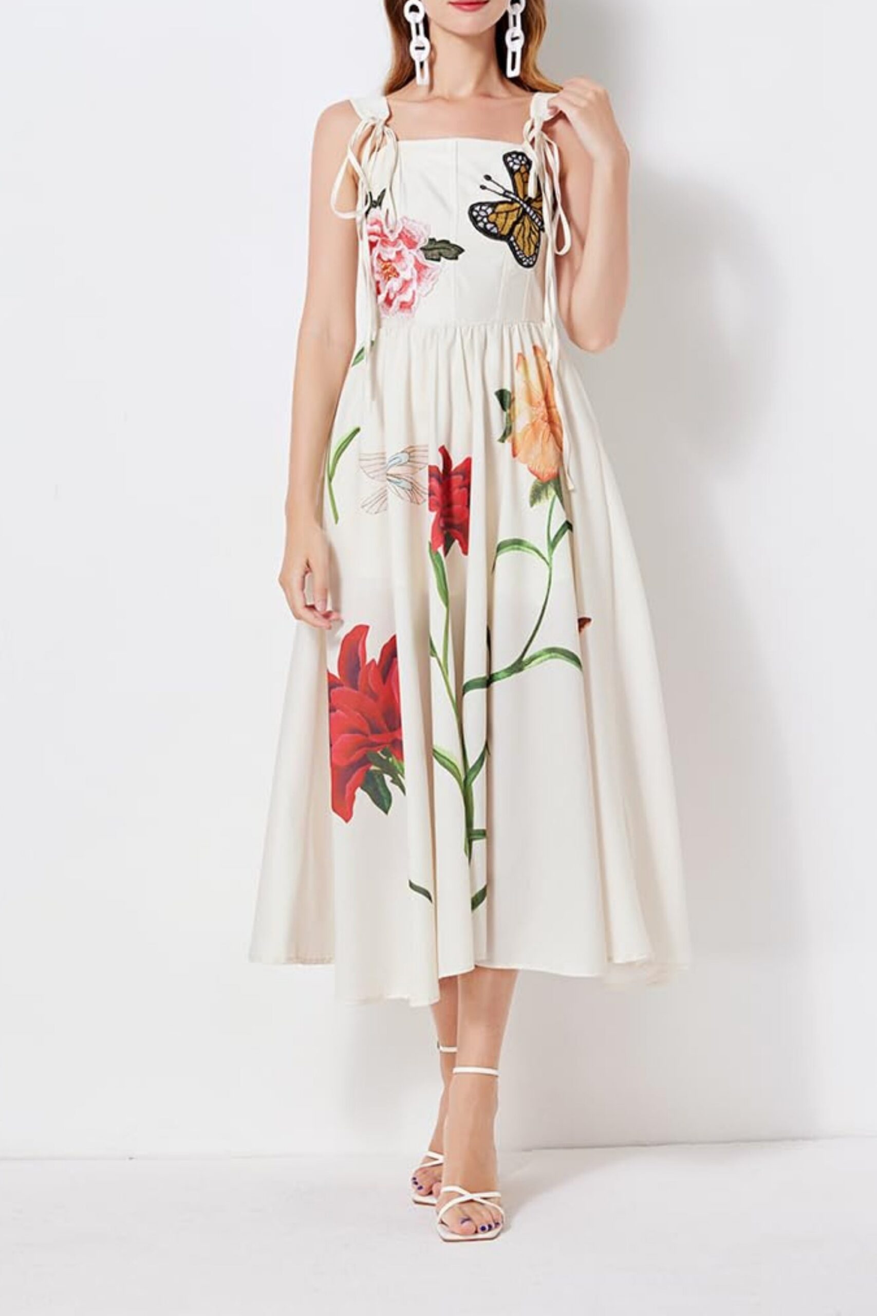 4_2b77ae69-38c4-49e3-8cb1-64b4875fdca2 BUTTERFLY FLORAL MIDI DRESS GRAY - PRINT