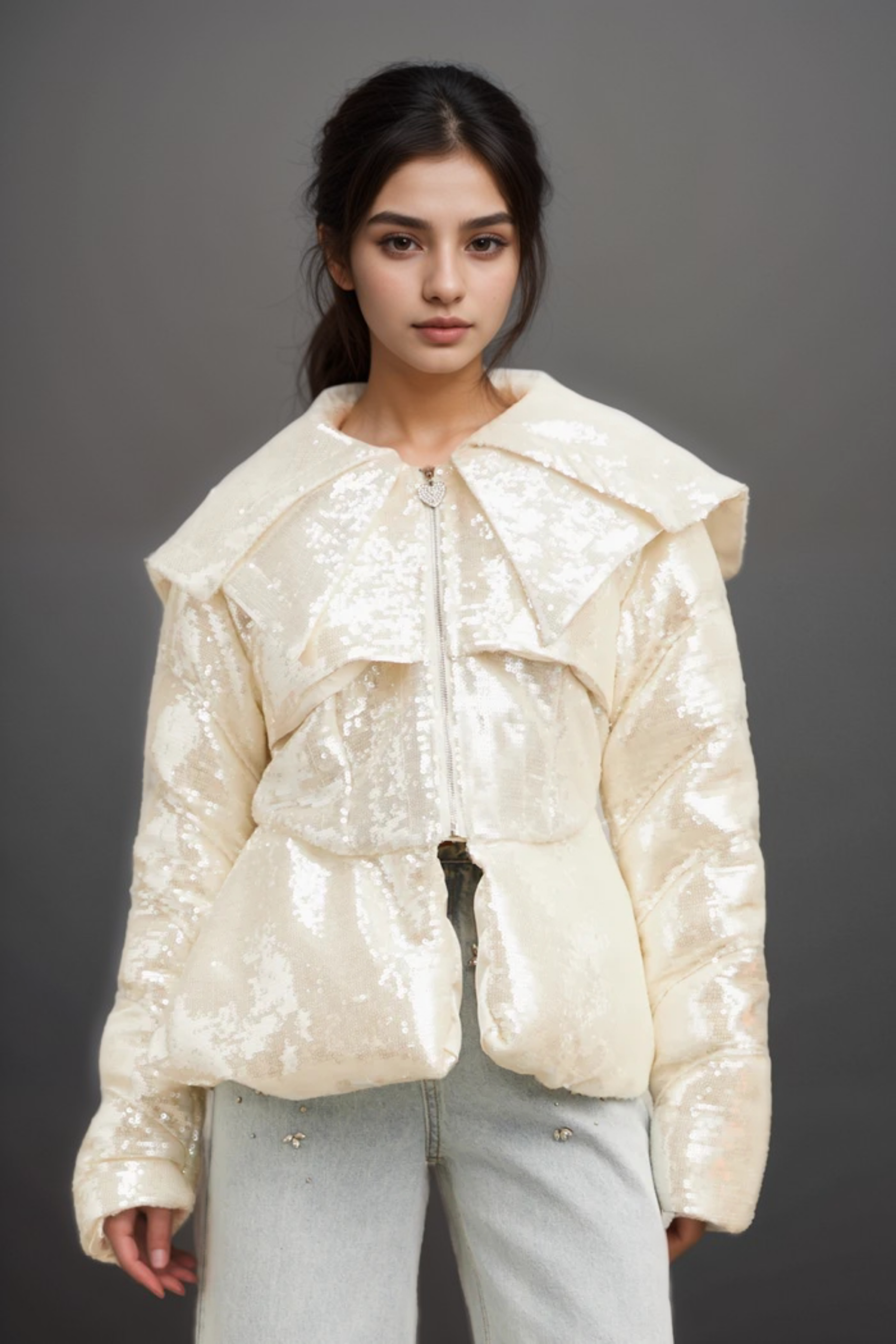 JOSLYN WHITE SEQUIN COAT FOR WINTER WEDDING