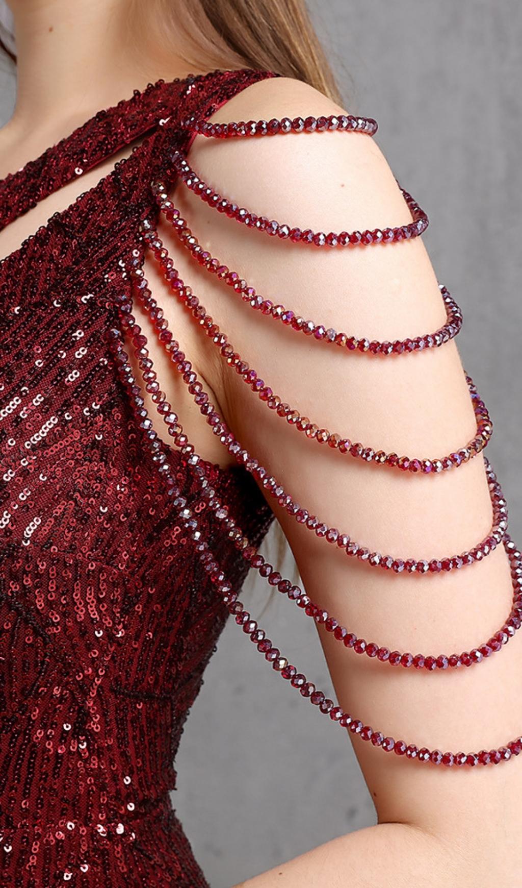 RED SEQUIN CUTOUT MAXI DRESS, PARTY