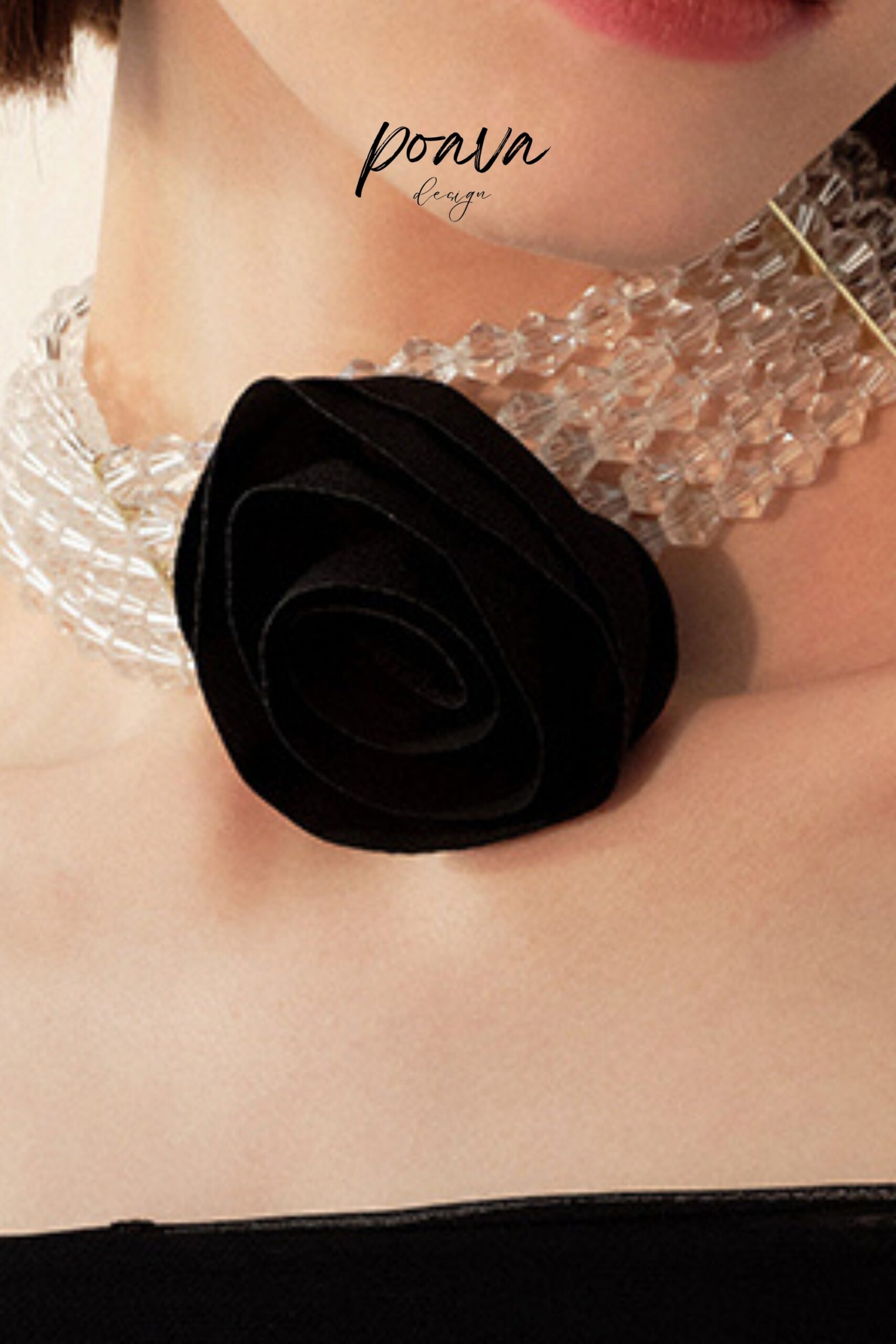 BLACK ROSE CHOKER, GOTHIC NECKLACE, VINTAGE PUNK STYLE