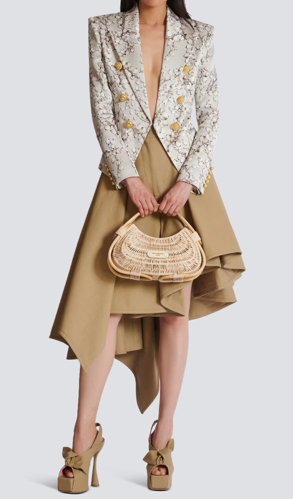 6-BUTTON SATIN JACKET | REDCURRANT PRINT PARTY BLAZER