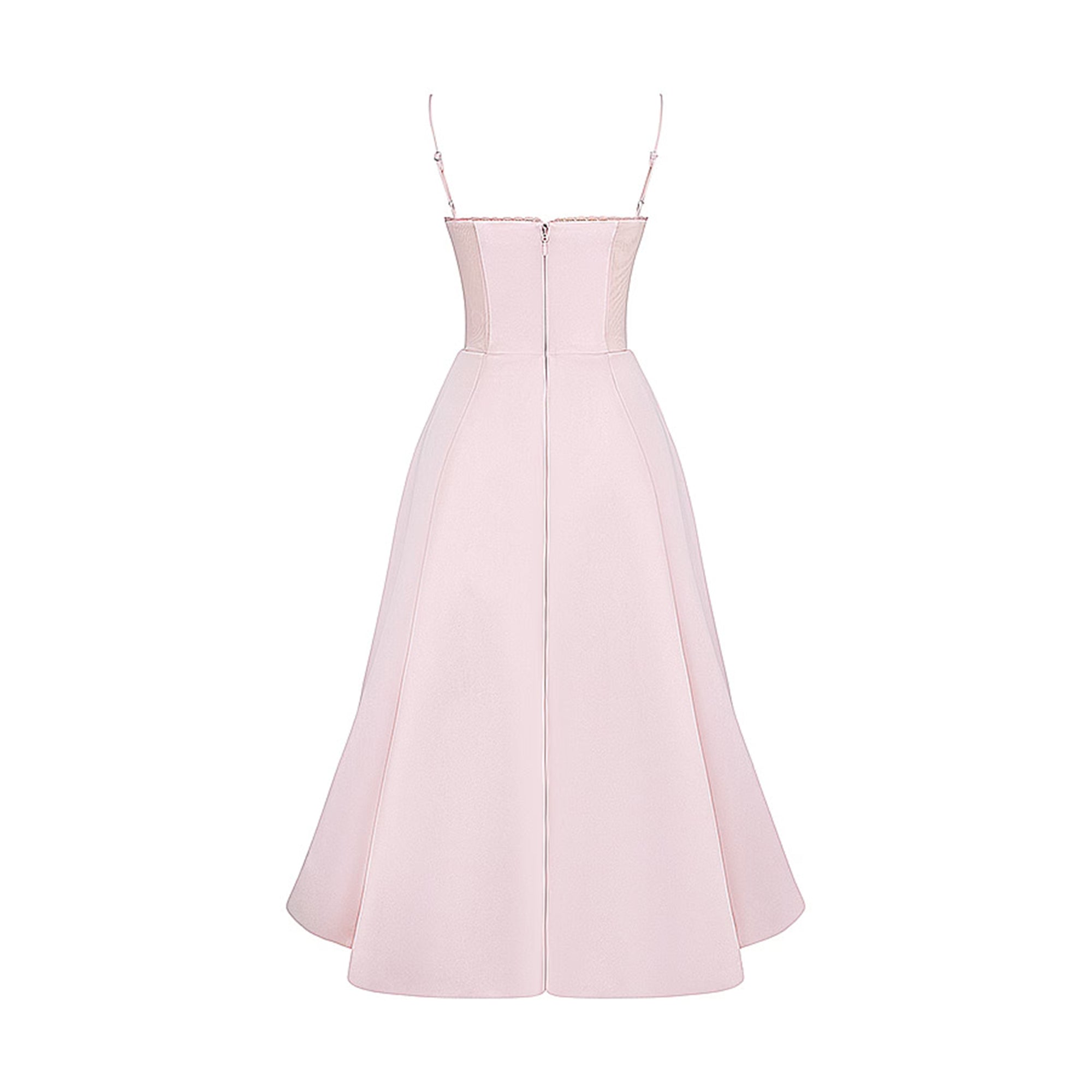 ANALISSA PINK MESH MIDI DRESS FOR PARTY