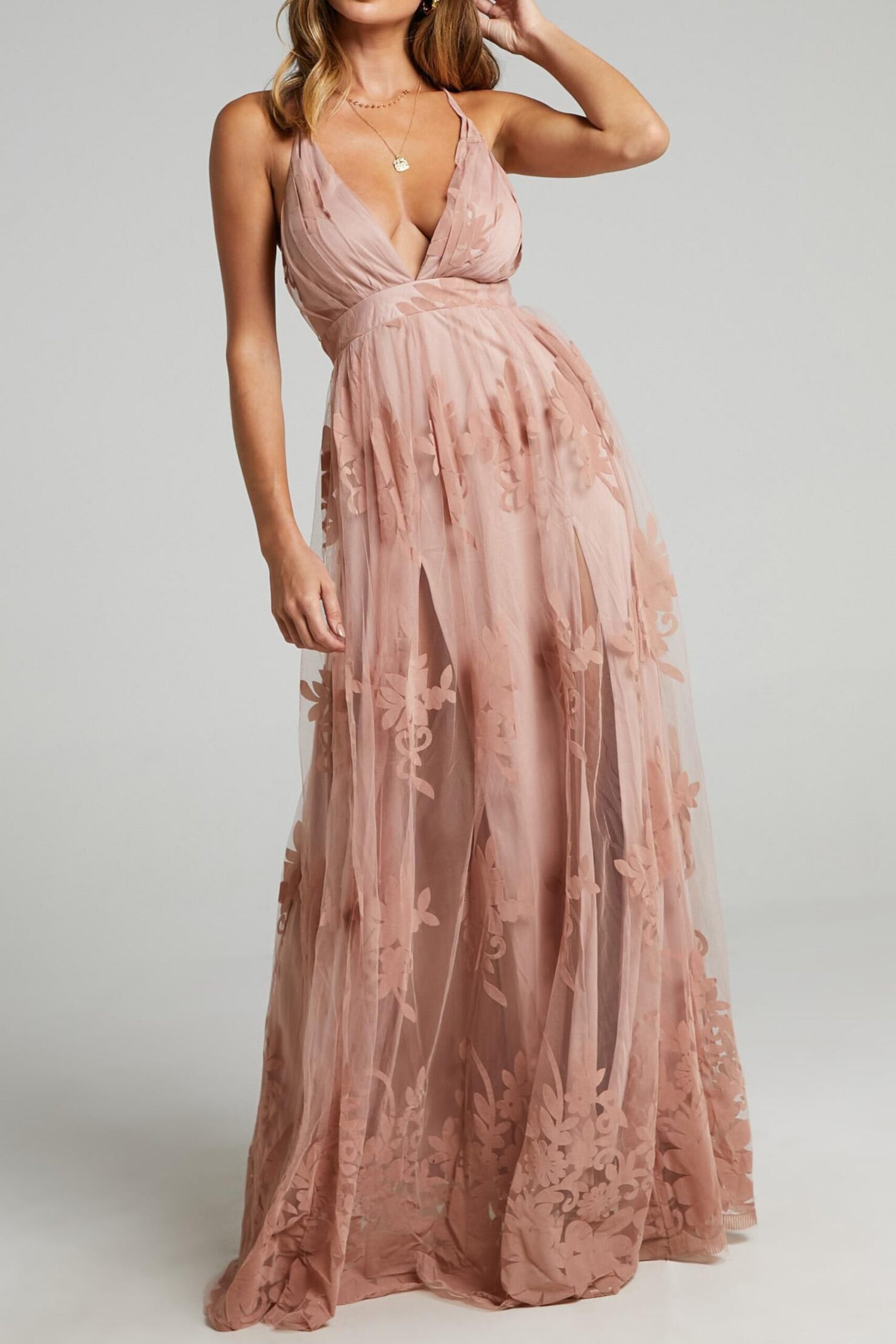 PROMENADE MAXI DRESS BLUSH | A-LINE WEDDING GUEST