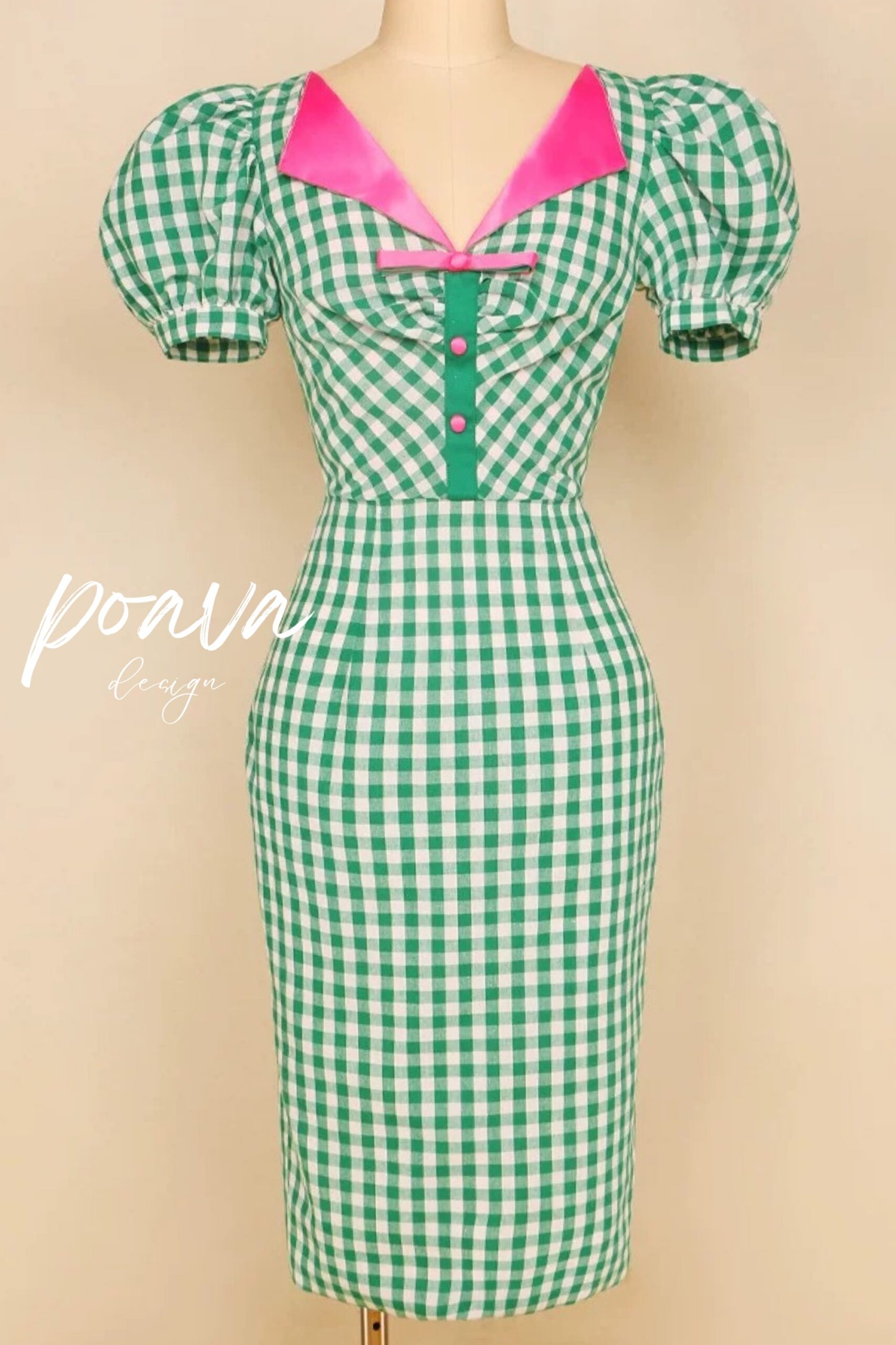 PUFF SLEEVE MIDI DRESS FOR WEDDING GUEST GREEN