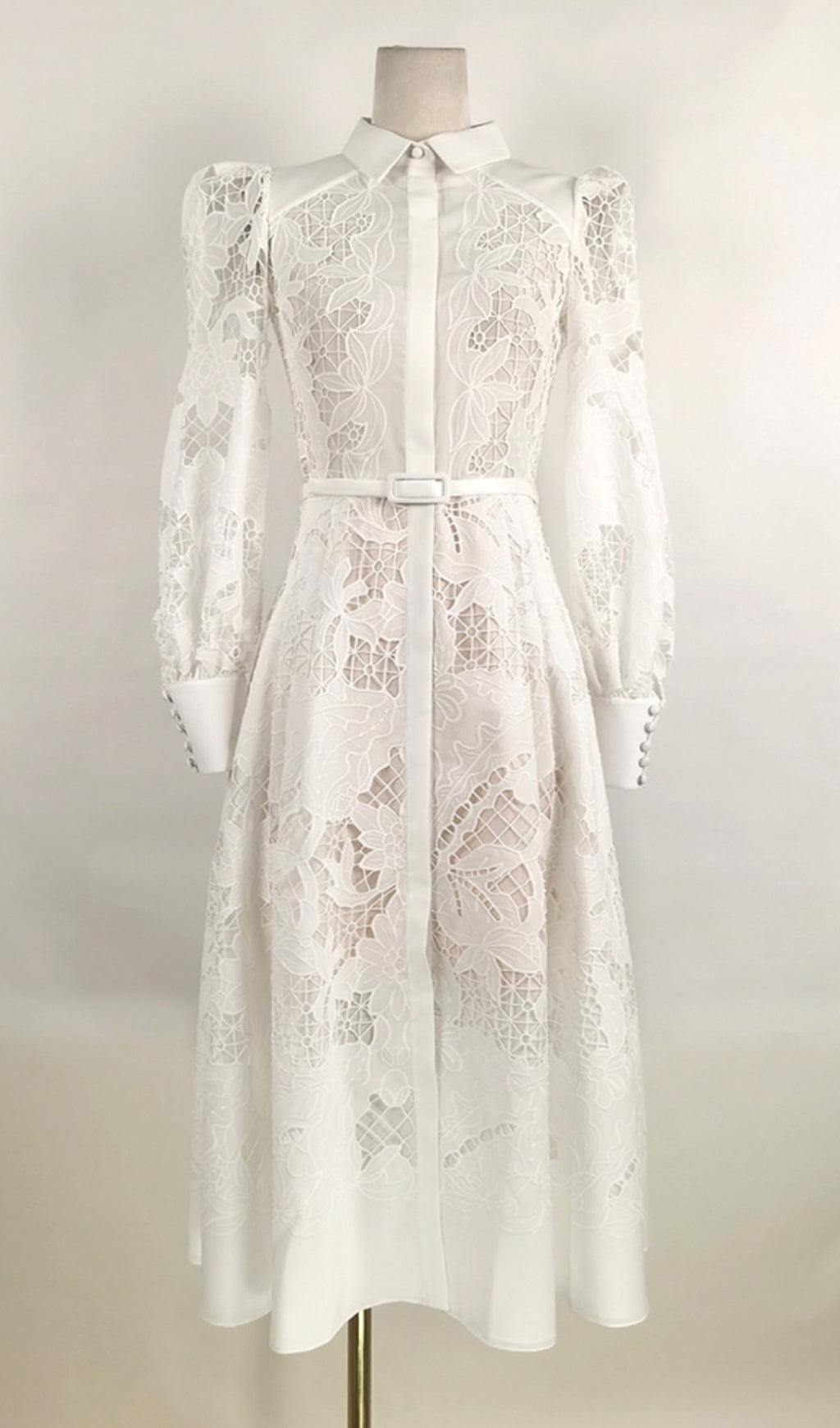 WHITE LACE MIDI DRESS FOR WEDDING GUEST