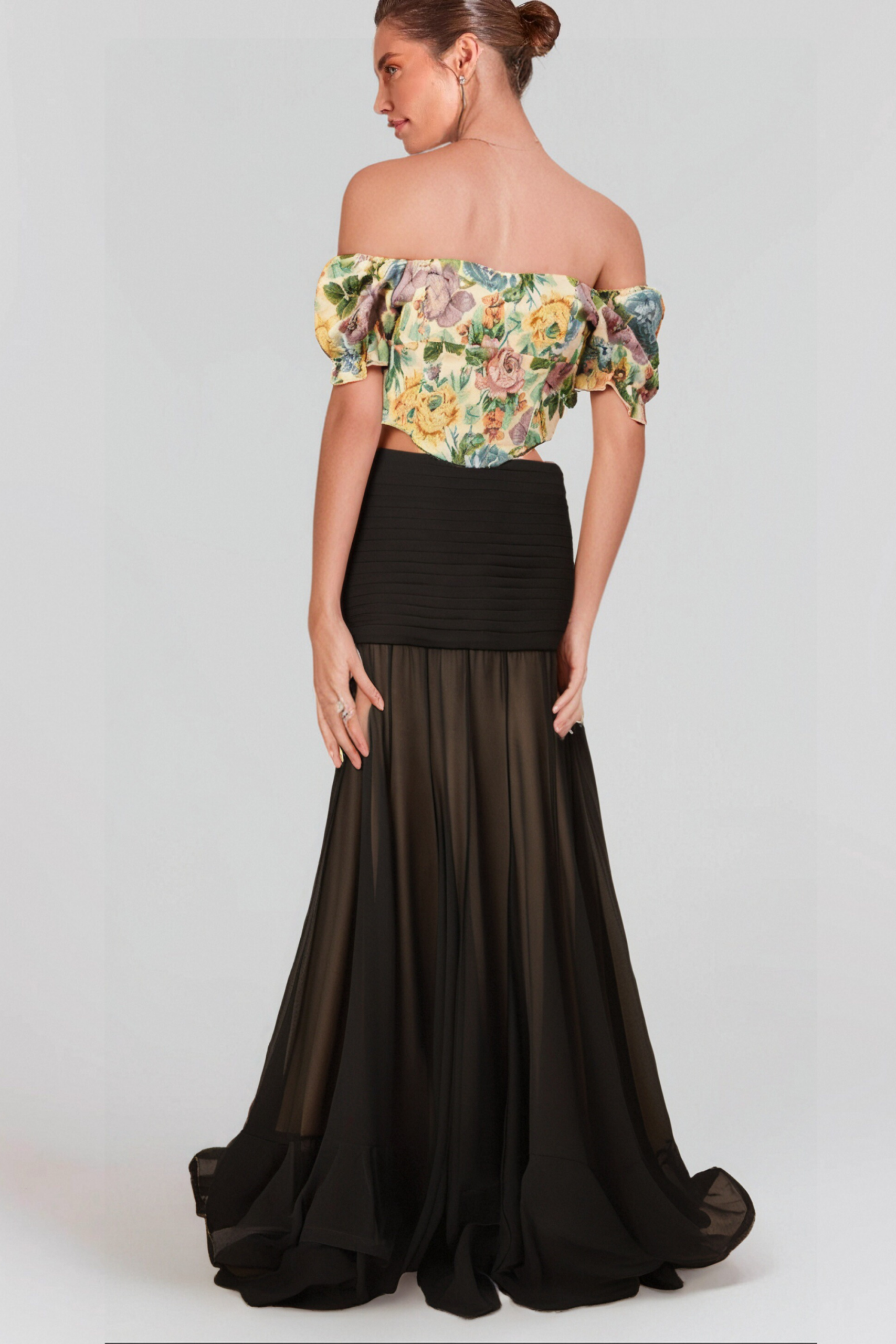 CONSTANCE FLORAL JACQUARD CROPPED TOP