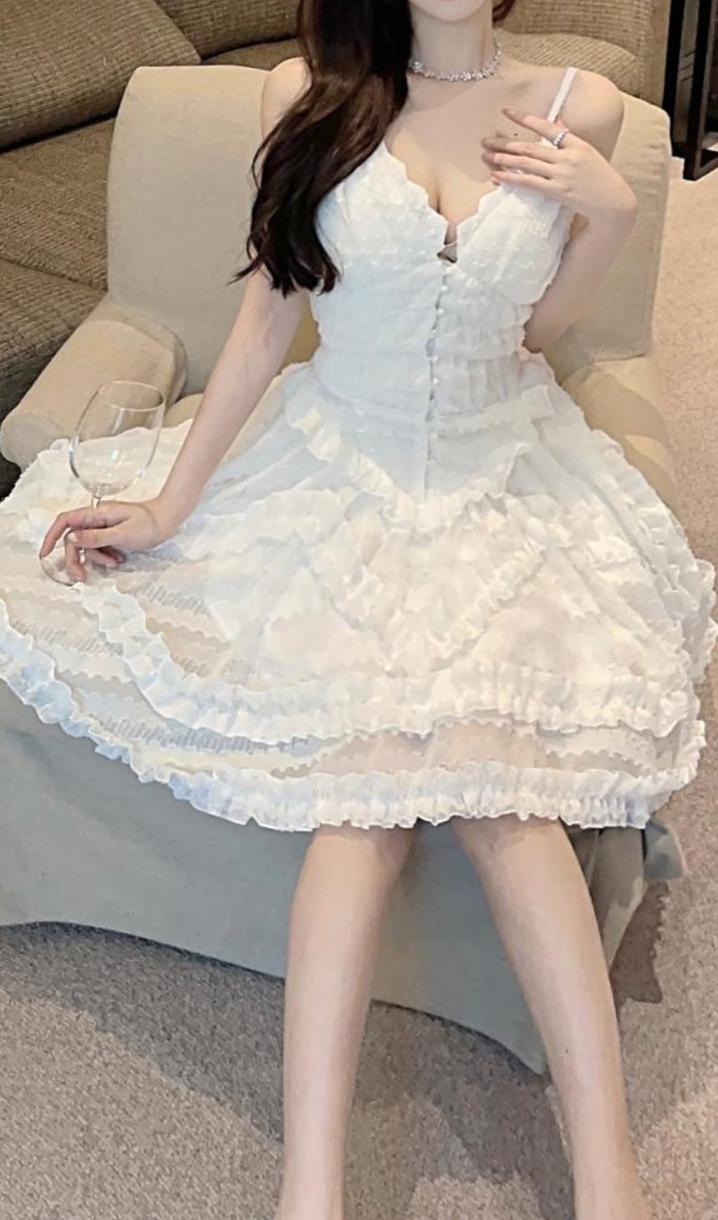 SEXY WHITE BACKLESS STRAP MINI DRESS FOR PARTY