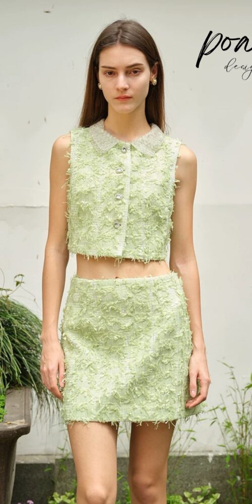 Green mini dress set
