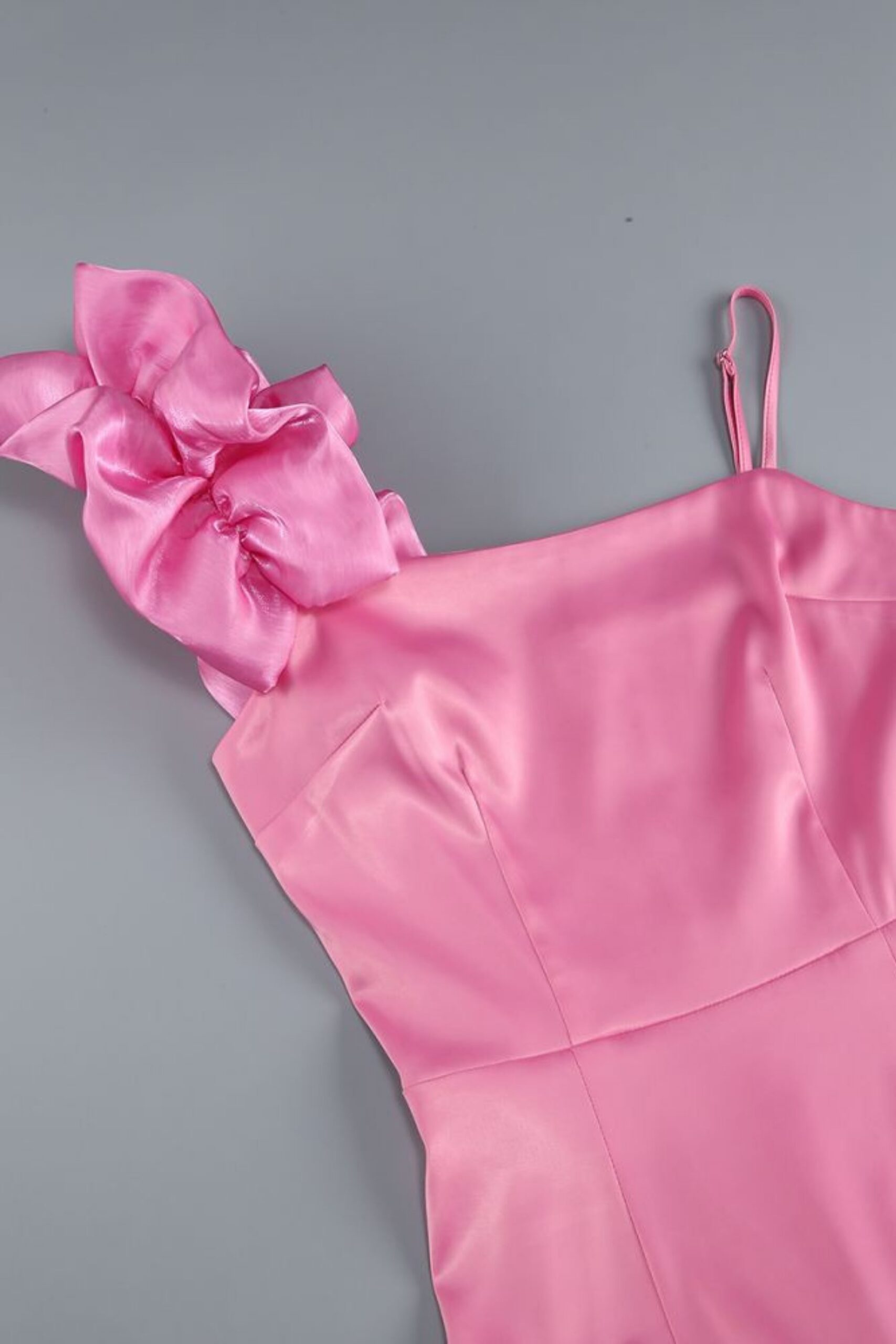 RUFFLE ONE SHOULDER PINK MINI DRESS FOR PARTY