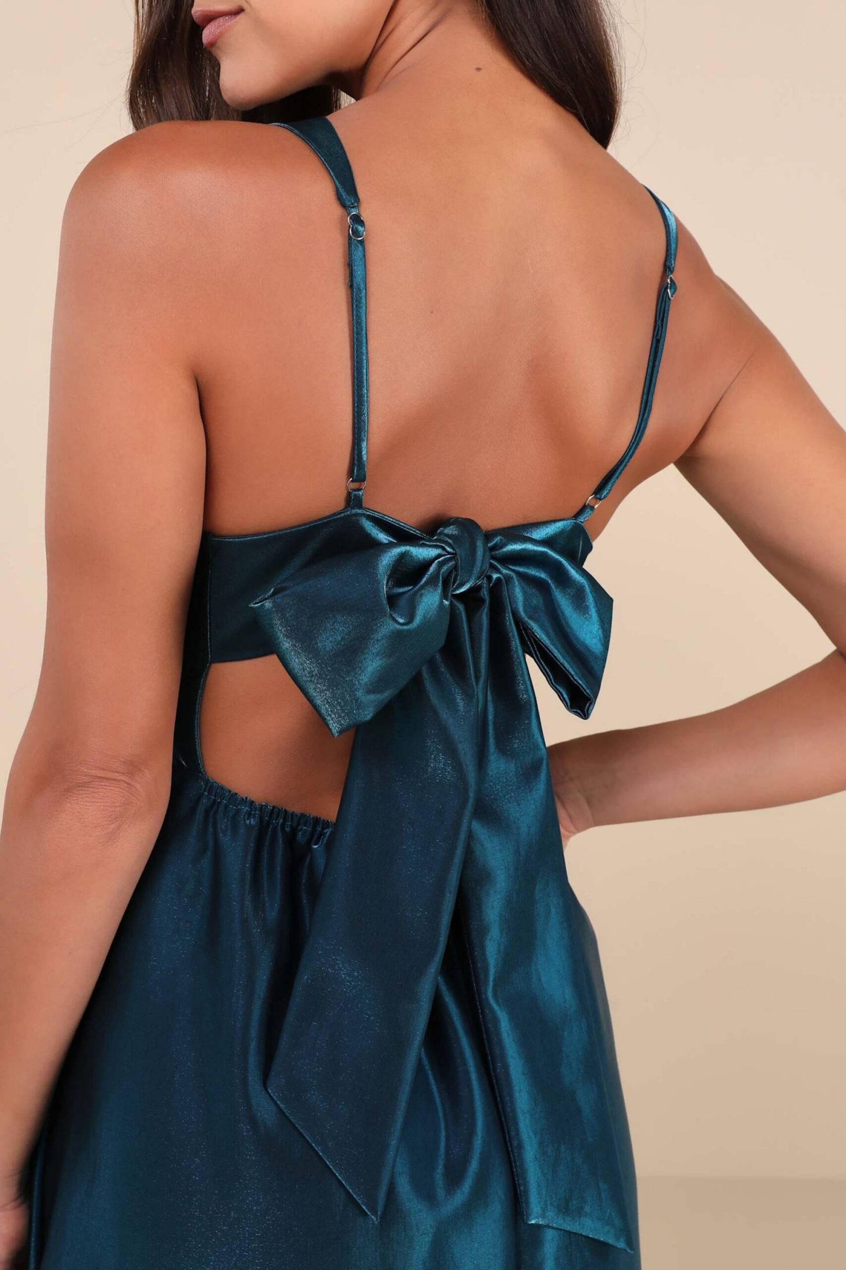 AURA SHINY TEAL TAFFETA MAXI DRESS WITH POCKETS