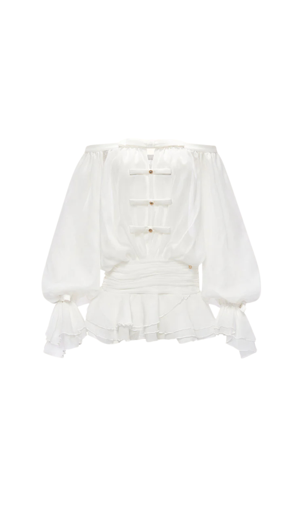 PEARL WHITE PUFF SLEEVE STRAPLESS MINI DRESS