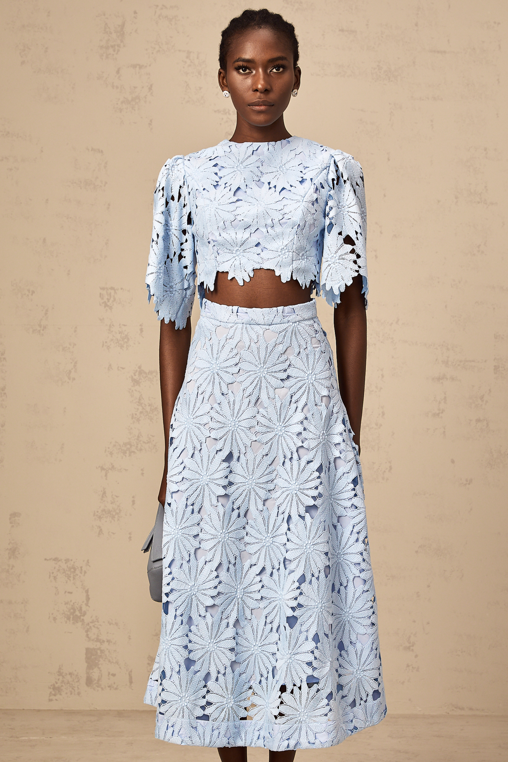 PENNY LACE BLOUSE & MAXI SKIRT SET - BLUE