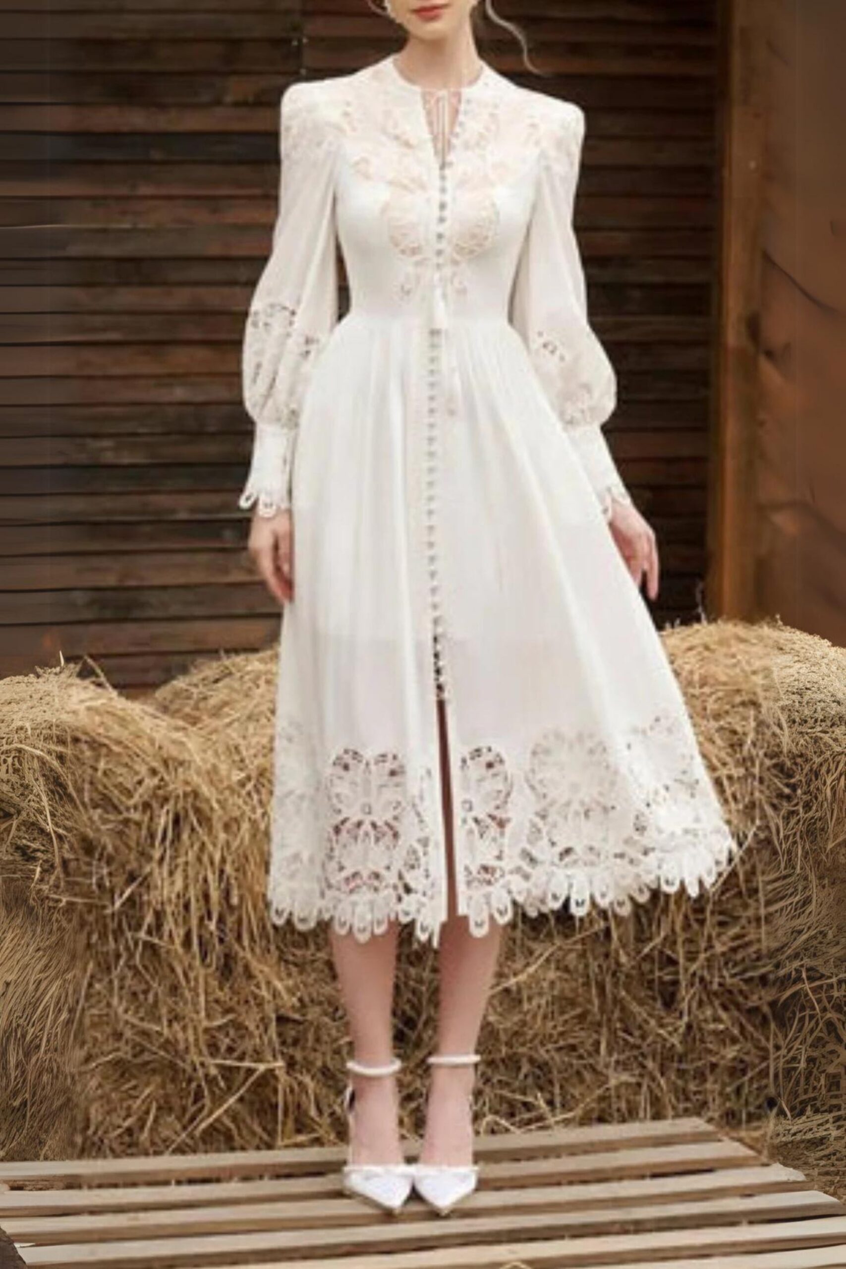 ELEGANT LINEN SILK MIDI DRESS FOR WEDDING GUEST