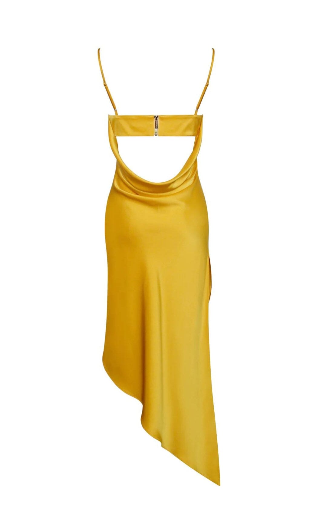 ORANGE SATIN DRAPE MIDI DRESS, COCKTAIL