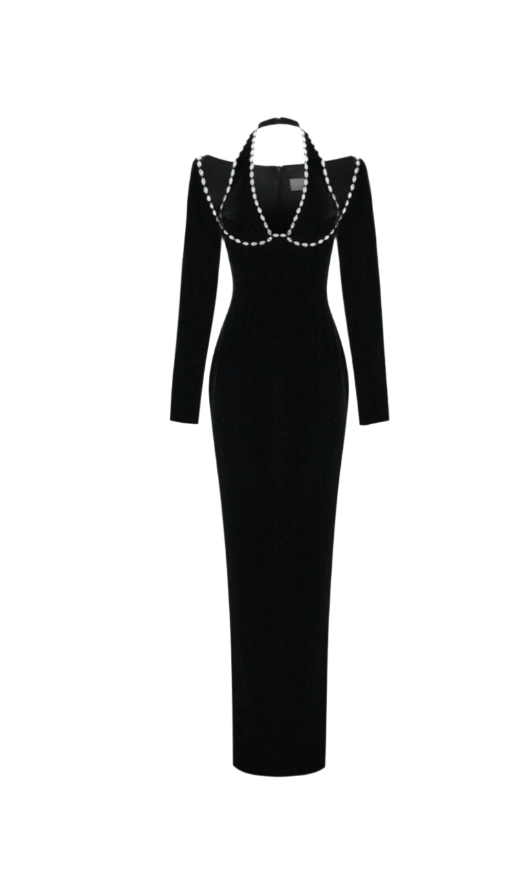 ALISON BLACK VELVET CRYSTAL MAXI DRESS