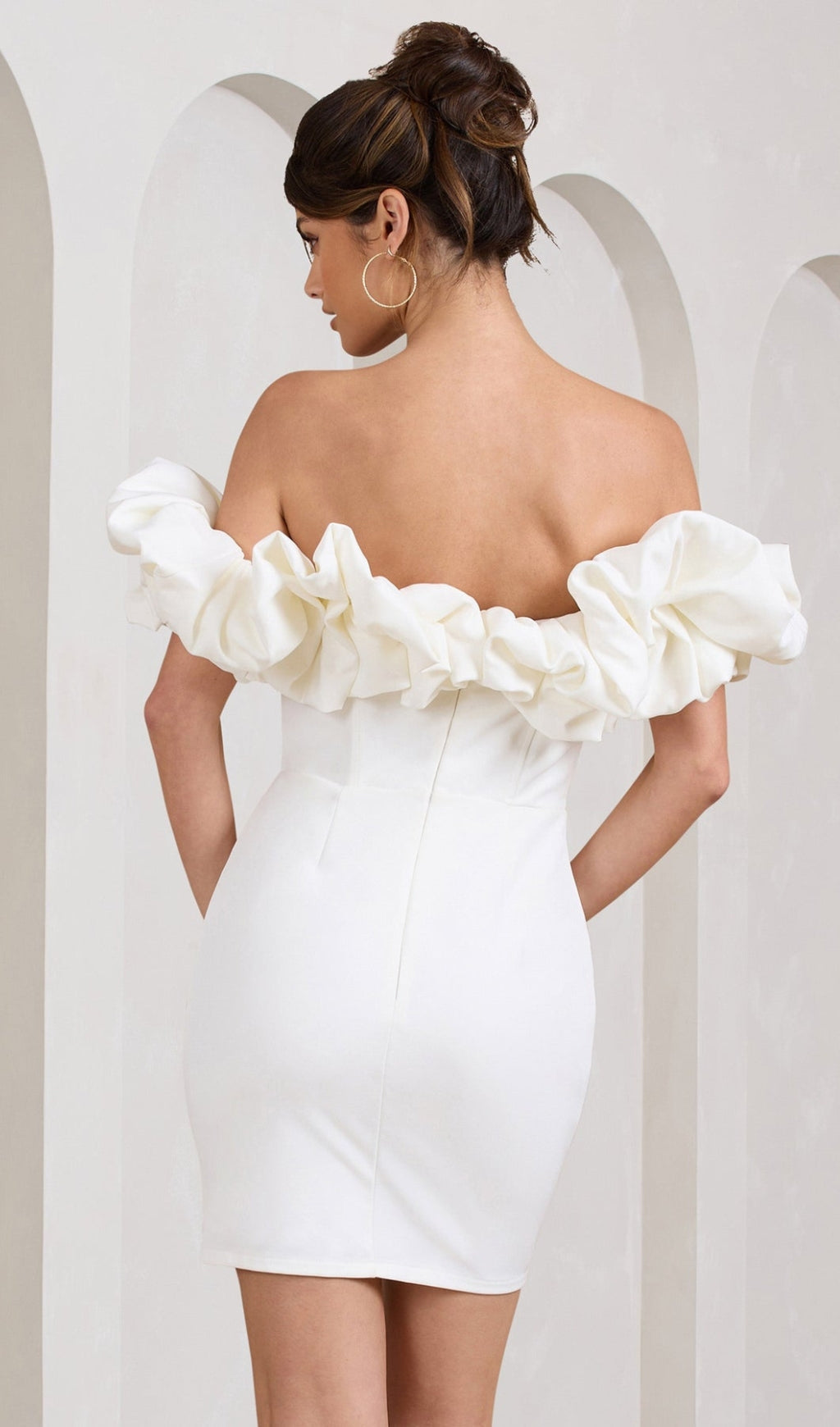 SATIN STRAPLESS RUFFLE DRESS FOR PARTY