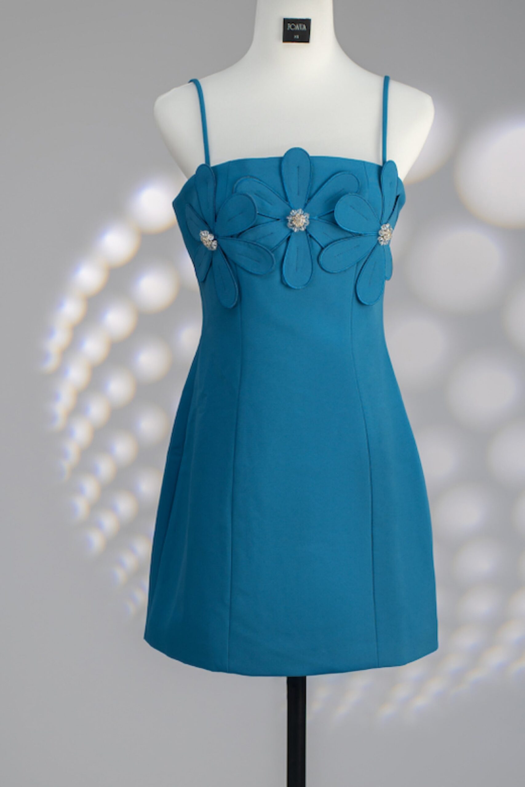 BLUE FLORAL STRAPY MINI DRESS FOR PARTY