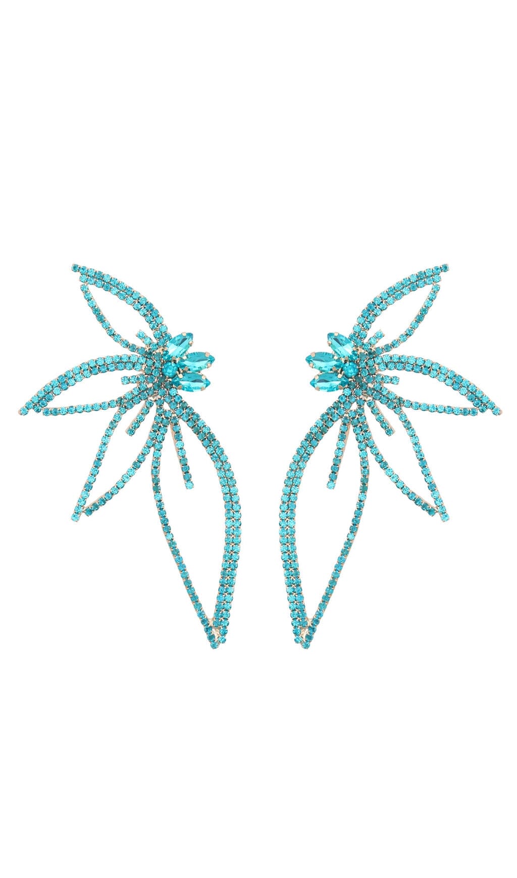 CRYSTAL BLUE FLORAL DROP EARRINGS FOR WEDDING