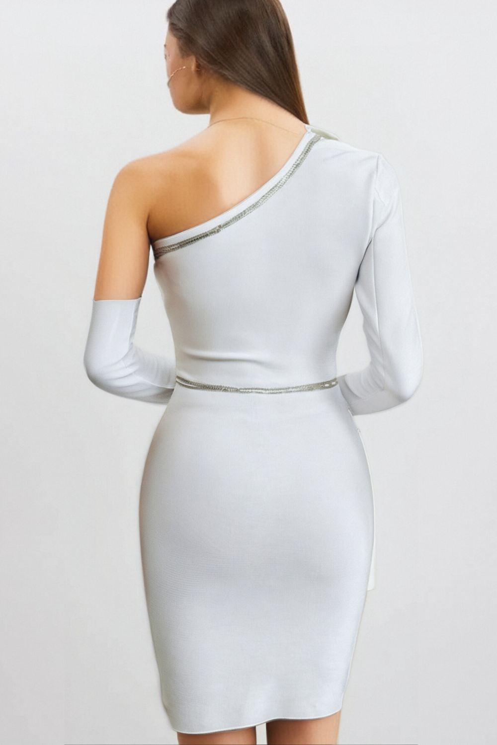 ELEGANT ASYMMETRICAL ONE SHOULDER WHITE DRESS