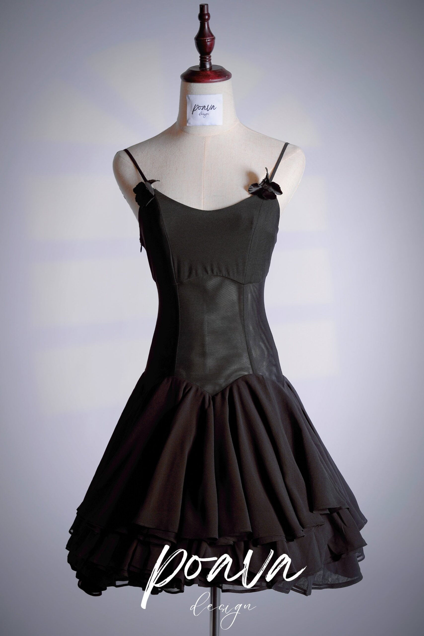 LYCRA BLACK FLORAL MINI DRESS FOR PARTIES