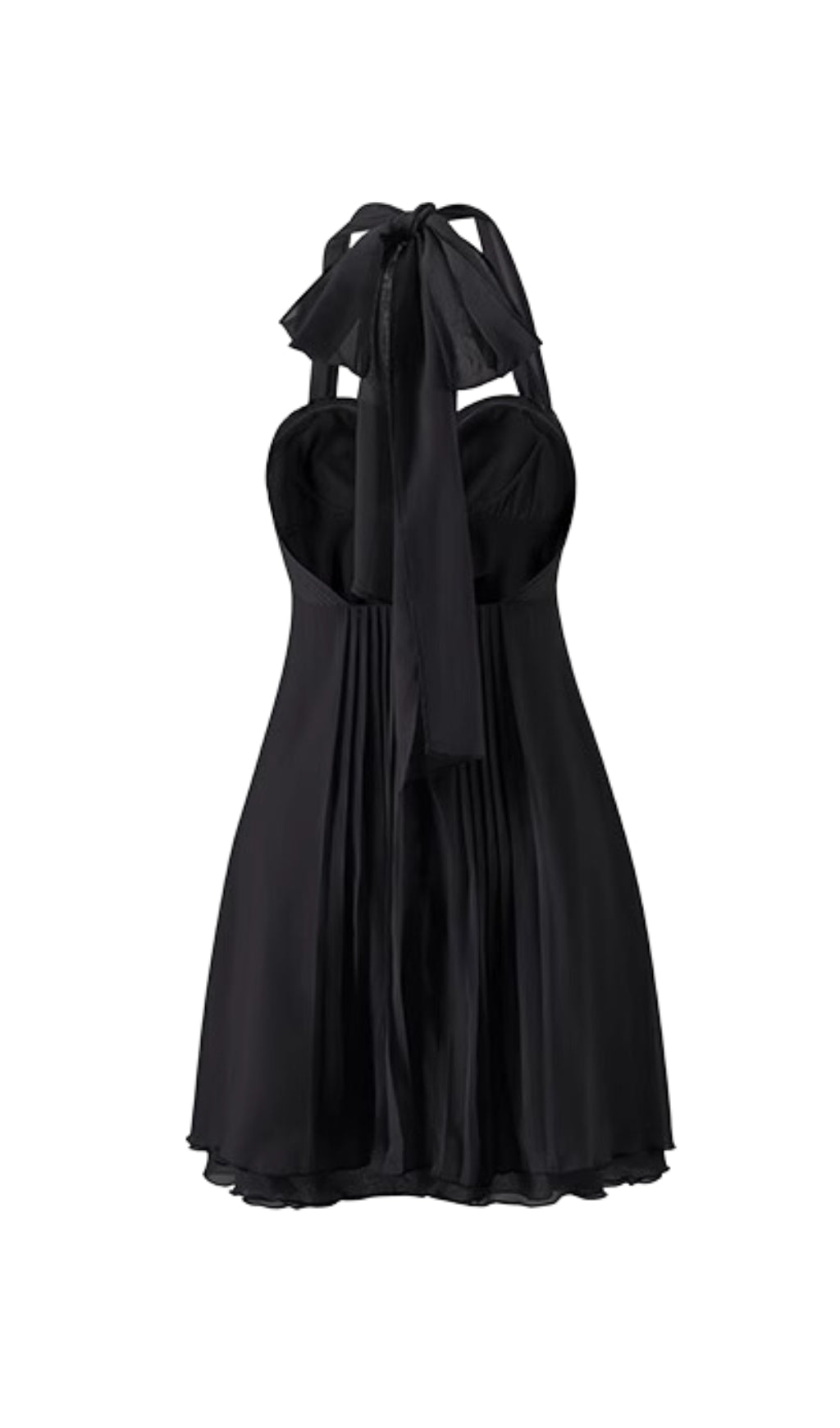 BLACK PLEATED HALTER MINI DRESS, COCKTAIL PARTY