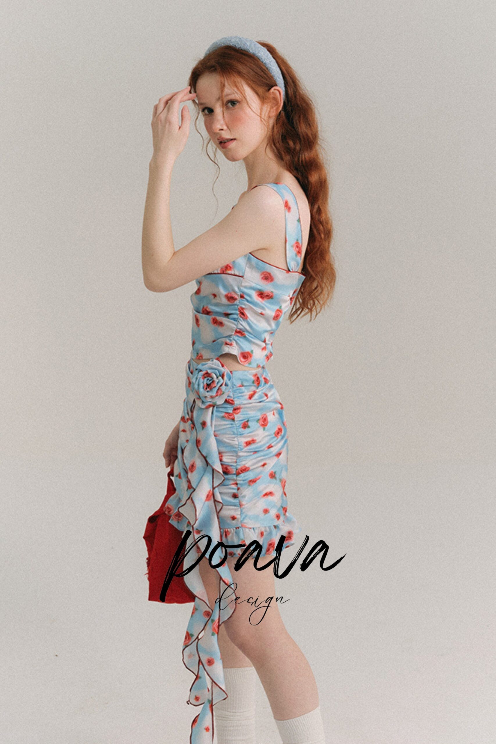 RUFFLE FLORAL BLUE MINI DRESS FOR WEDDING GUEST