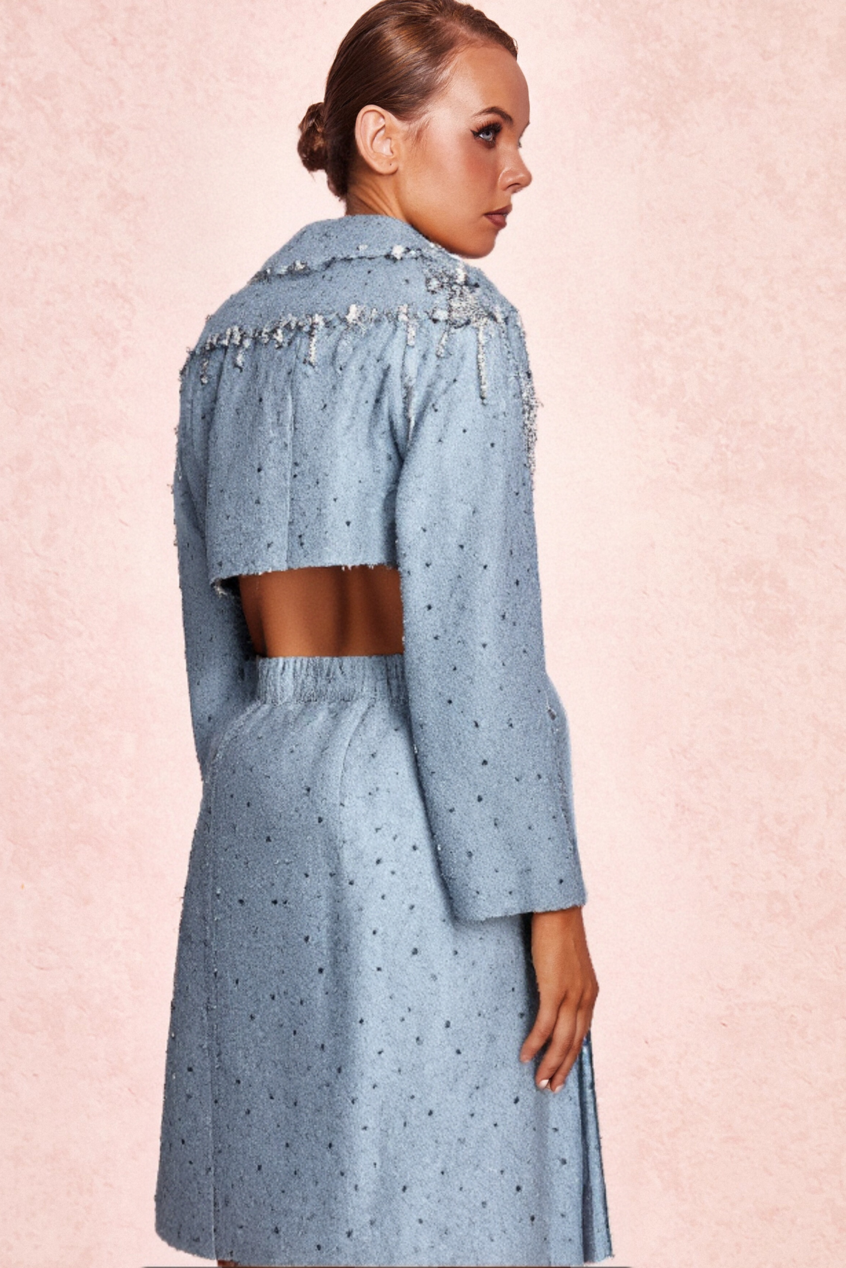 BERTHA PEARL CUTOUT TUXEDO BLAZER DRESS BLUE
