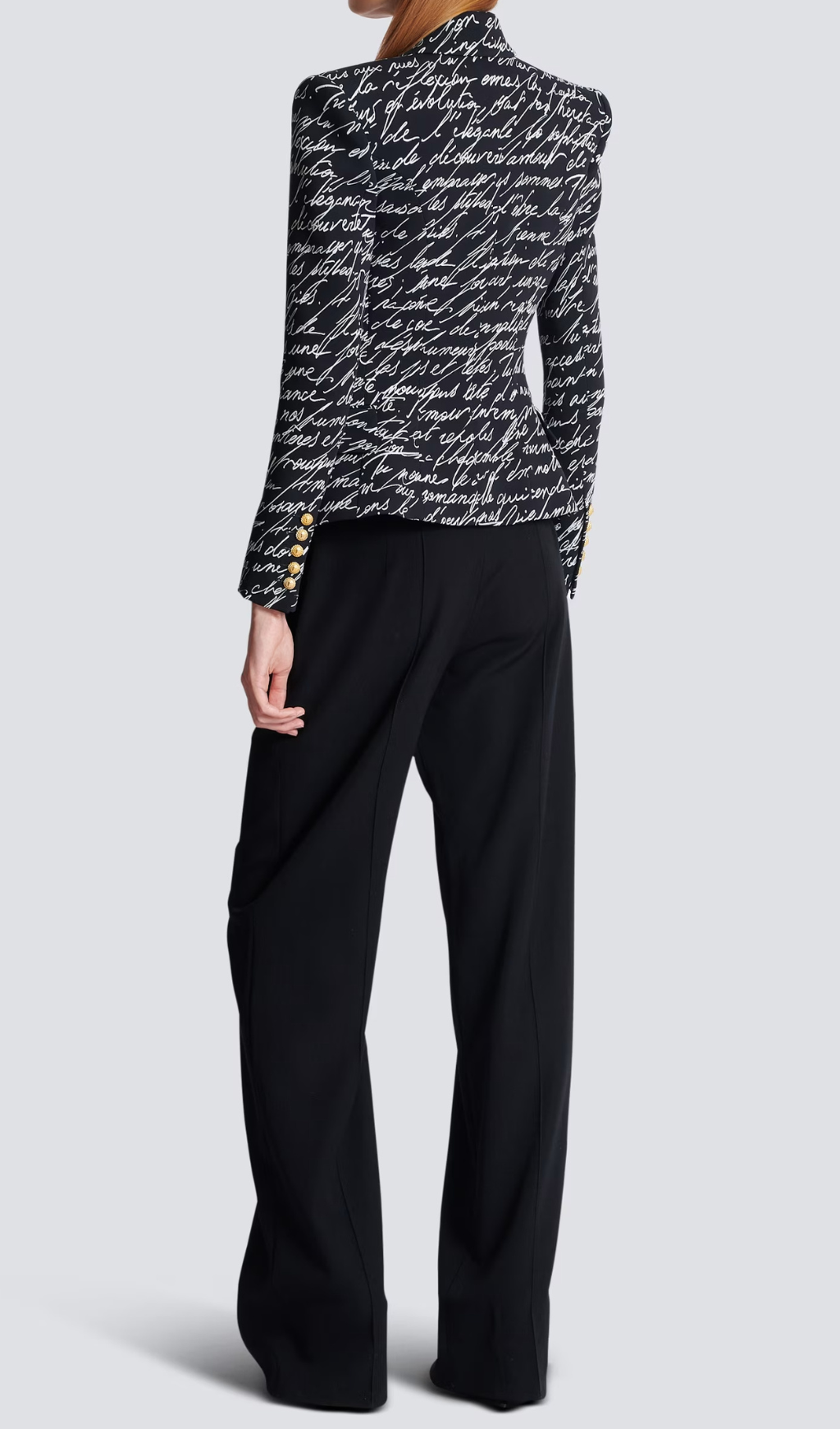 BLACK SINGLE BUTTON ALPHABET JACKET
