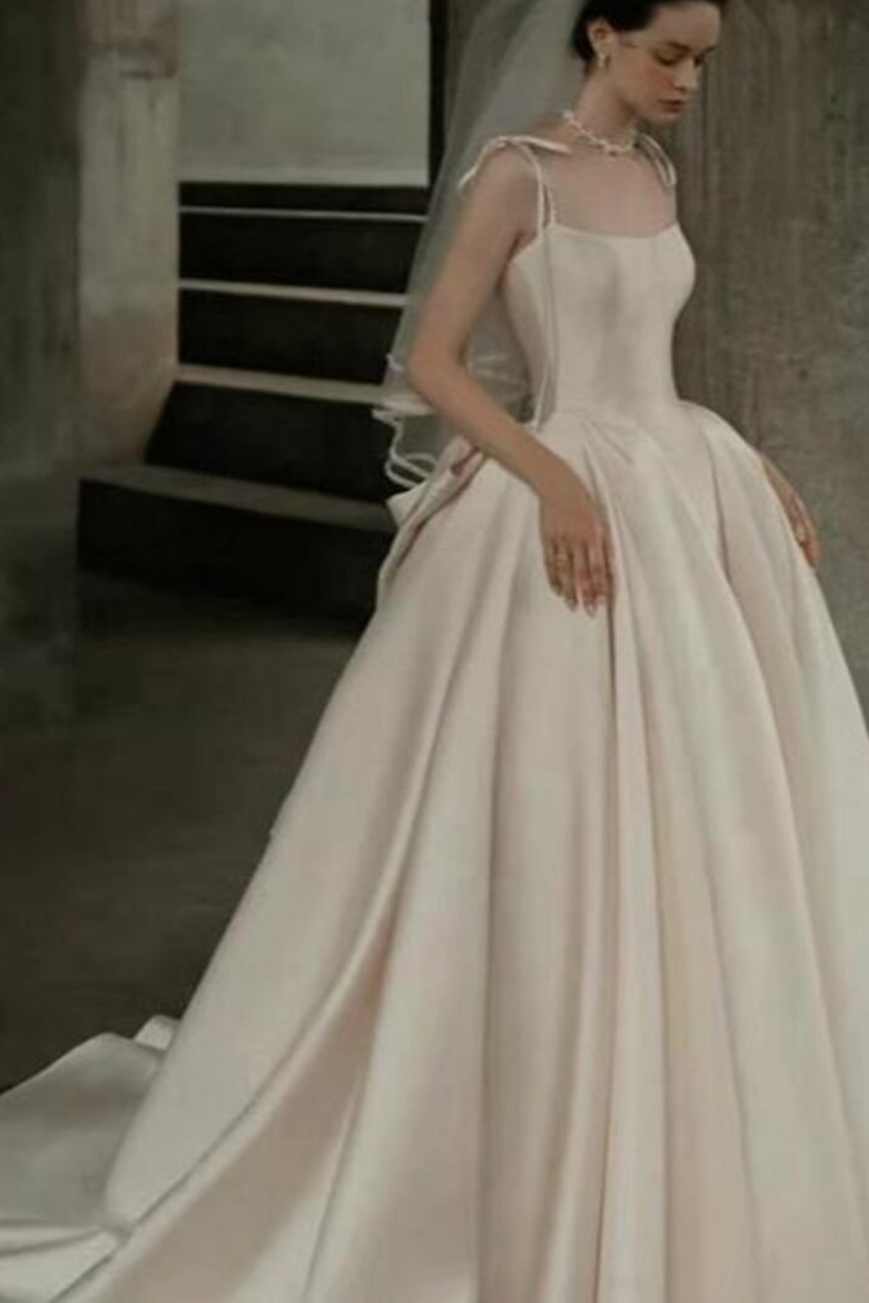 CHAMPAGNE A-LINE SATIN PARTY DRESS