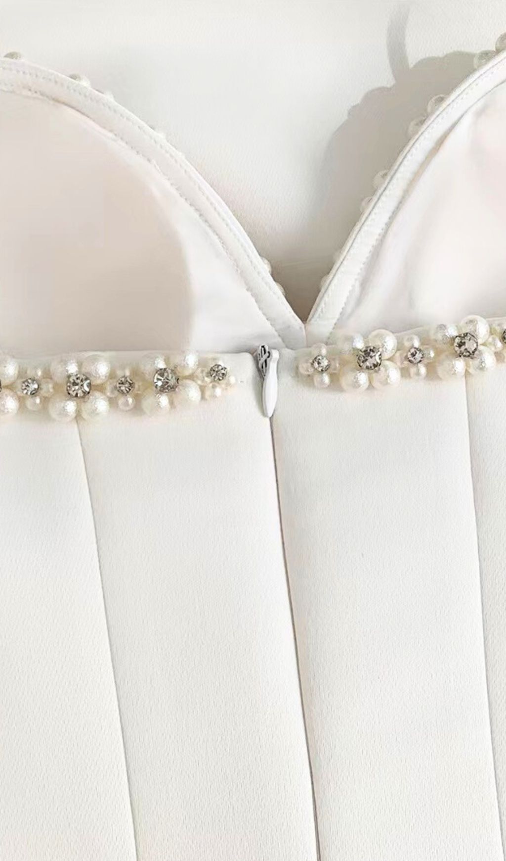PEARL EMBELLISHED HTM MINI DRESS, WHITE, COCKTAIL