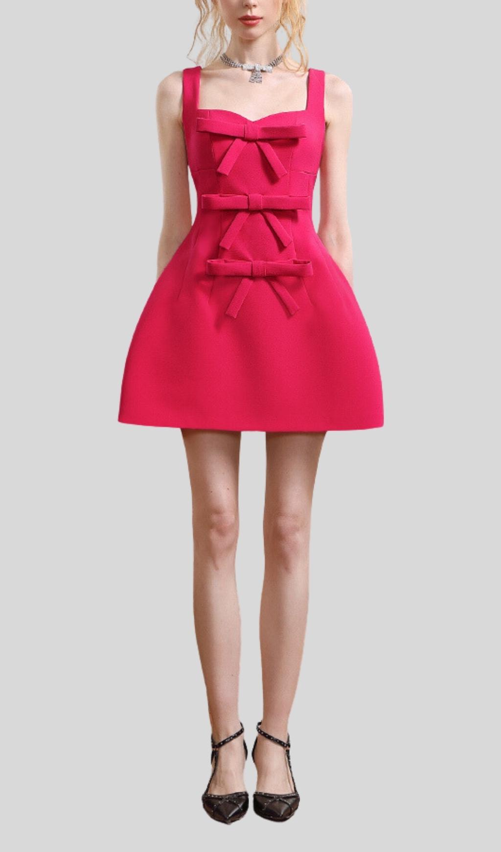 PINK BOWKNOT STRAPPY MINI DRESS FOR PARTY