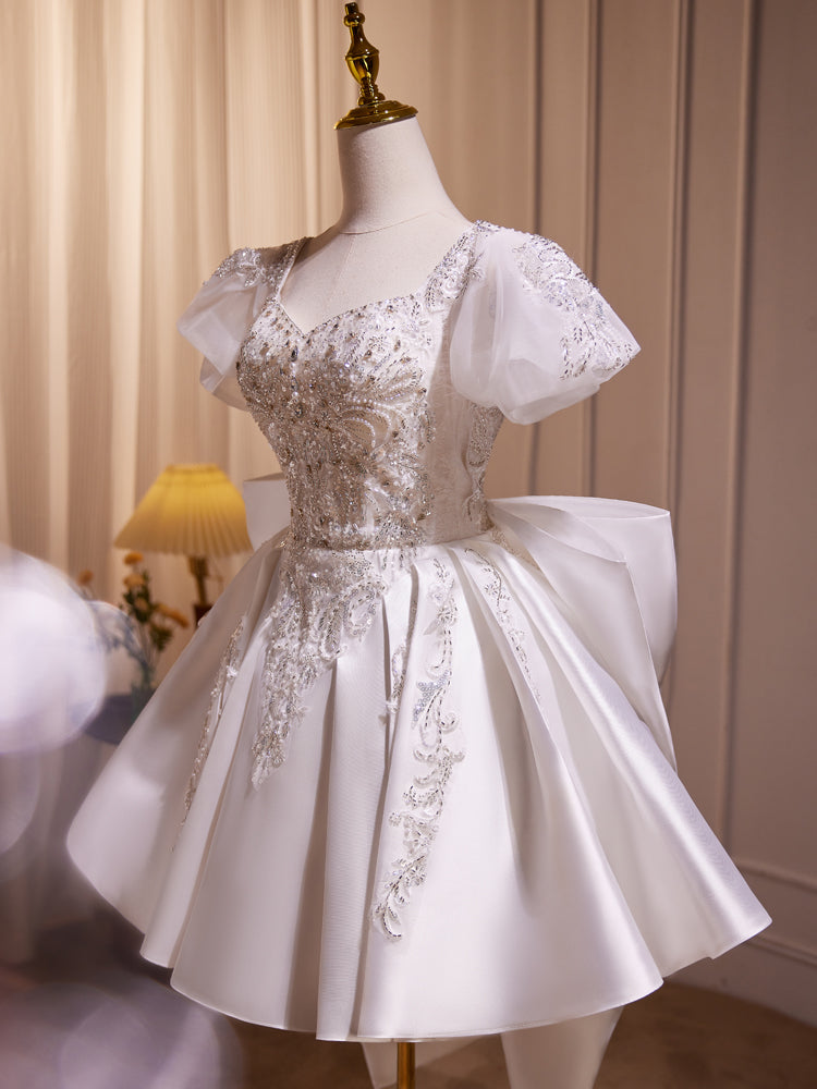 WHITE BEADED COCKTAIL DRESS FOR EVENTS