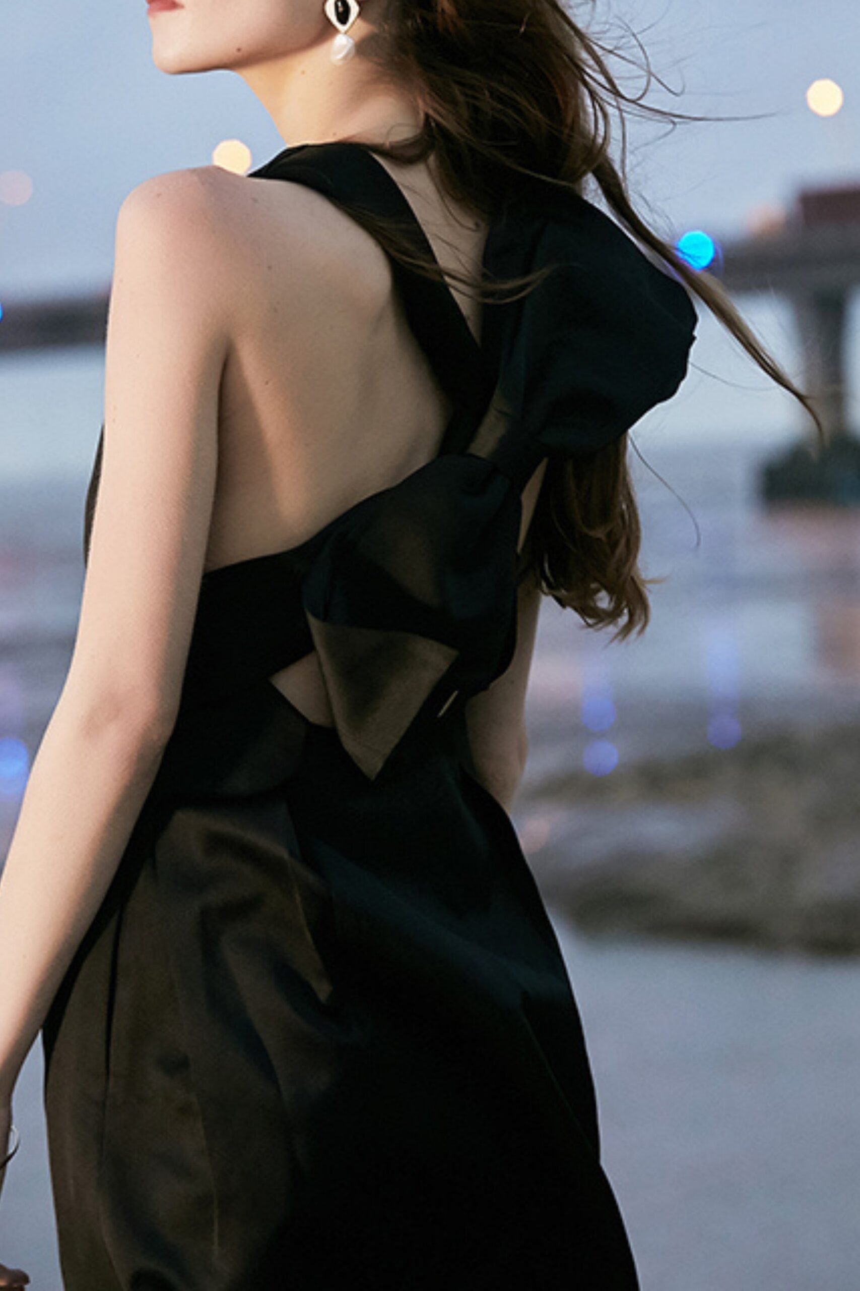 BOW MINI DRESS BLACK COCKTAIL PARTY