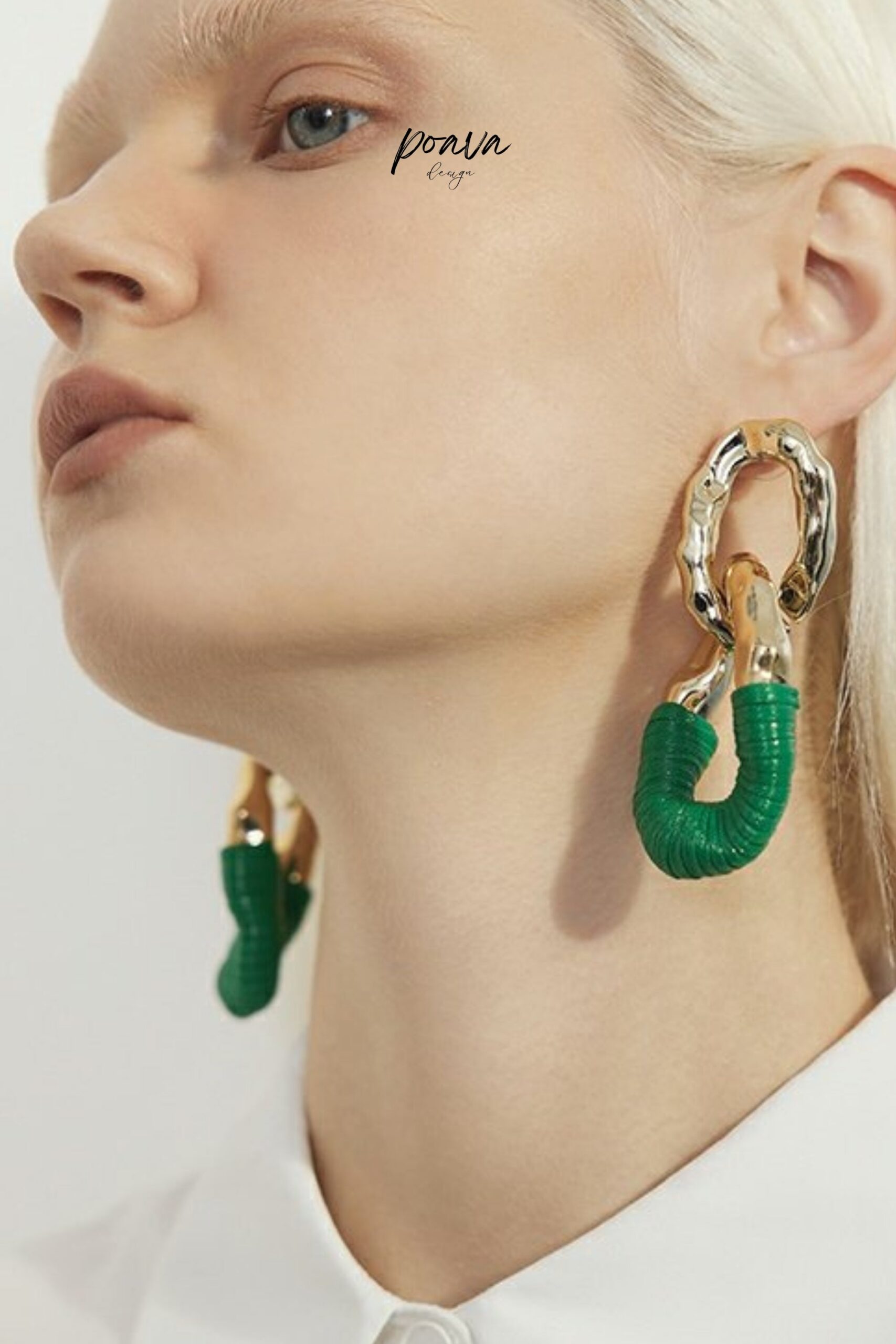 GREEN HOOP DROP EARRINGS FOR WEDDING